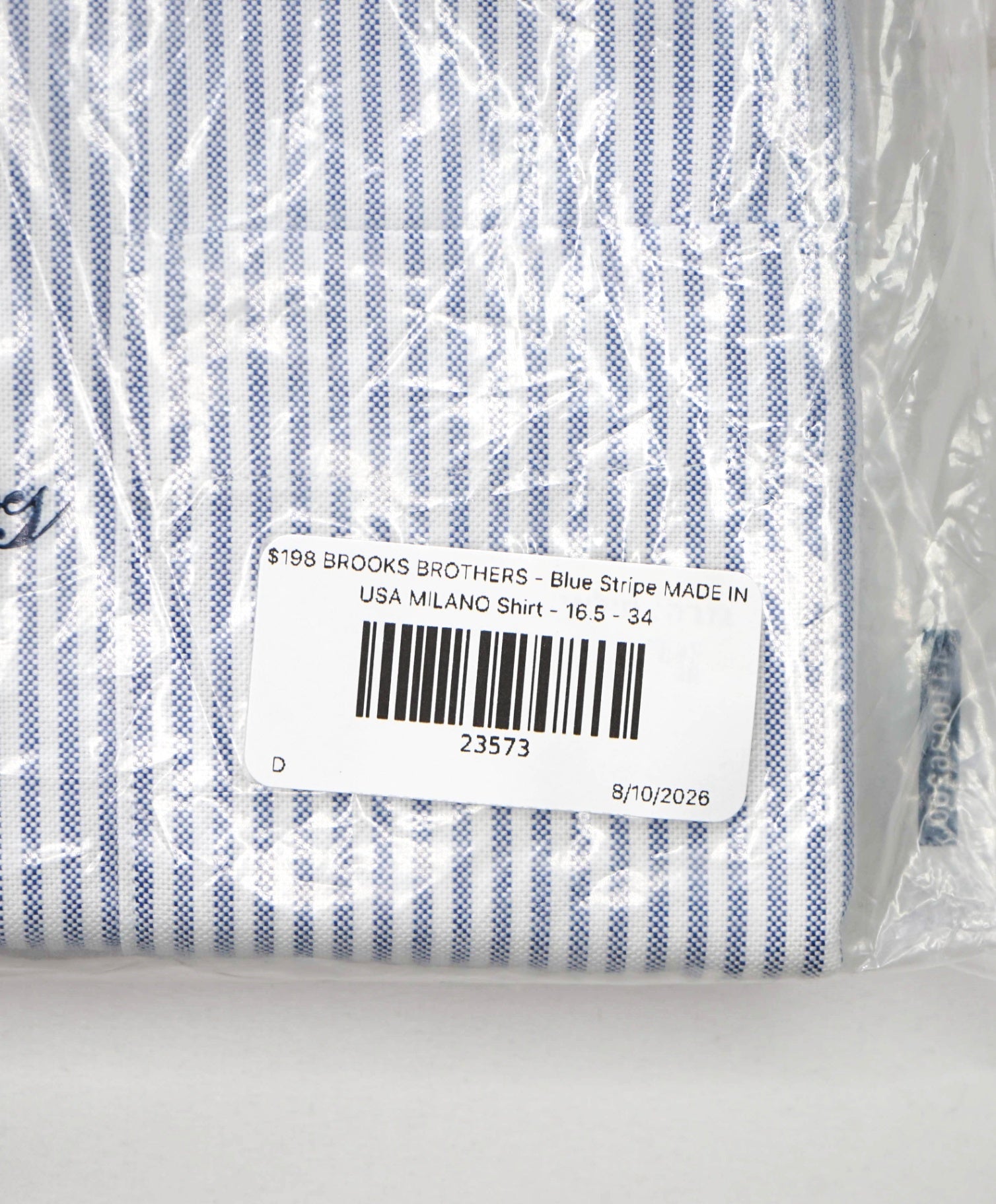 $198 BROOKS BROTHERS - Blue Stripe MADE IN USA MILANO Shirt - 16.5 - 34