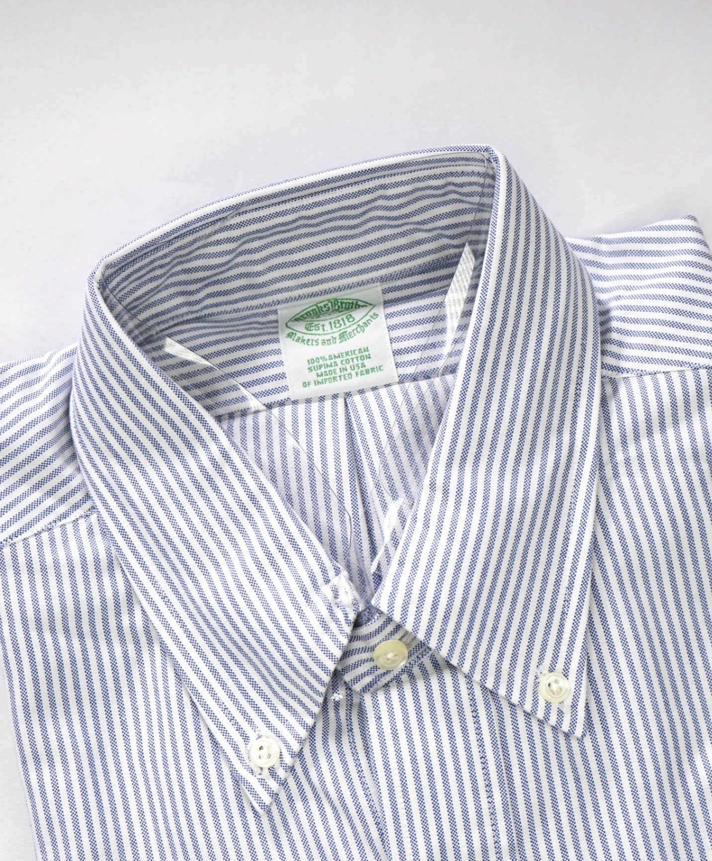 $198 BROOKS BROTHERS - Blue Stripe MAKERS AND MERCHANTS Shirt - 16.5 - 35
