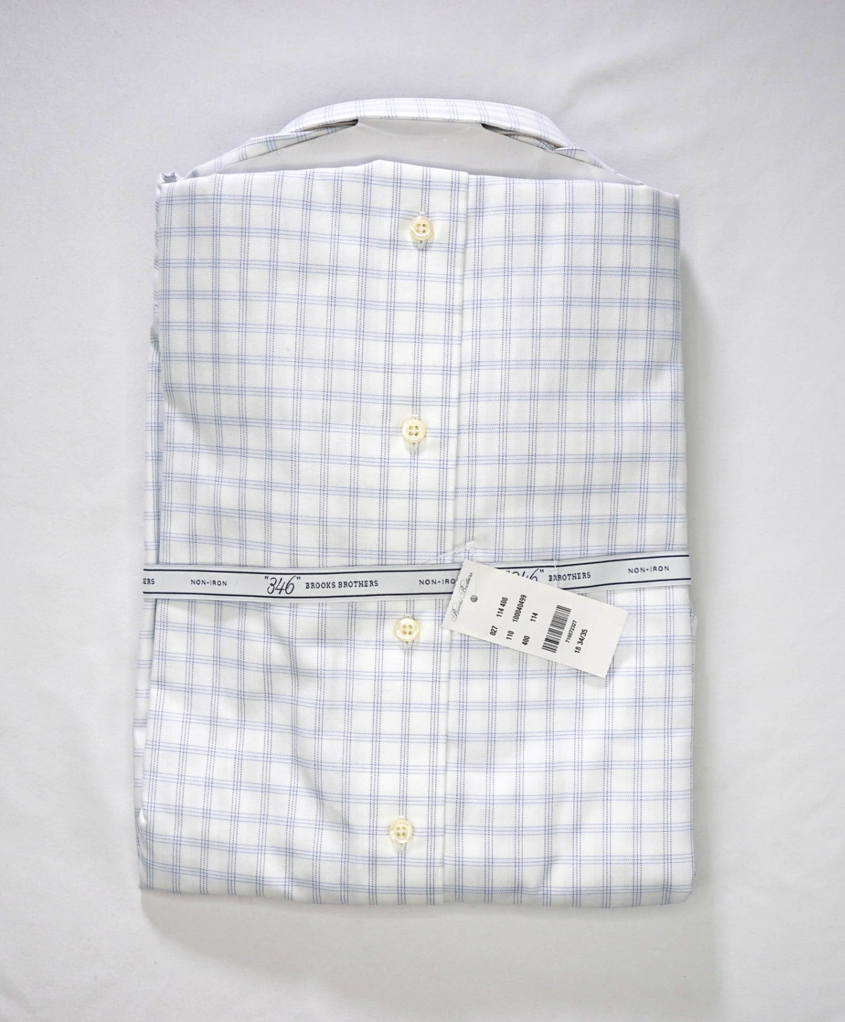 $128 BROOKS BROTHERS - Blue Check NON-IRON "346" Slim Fit Shirt - 18 - 34/35