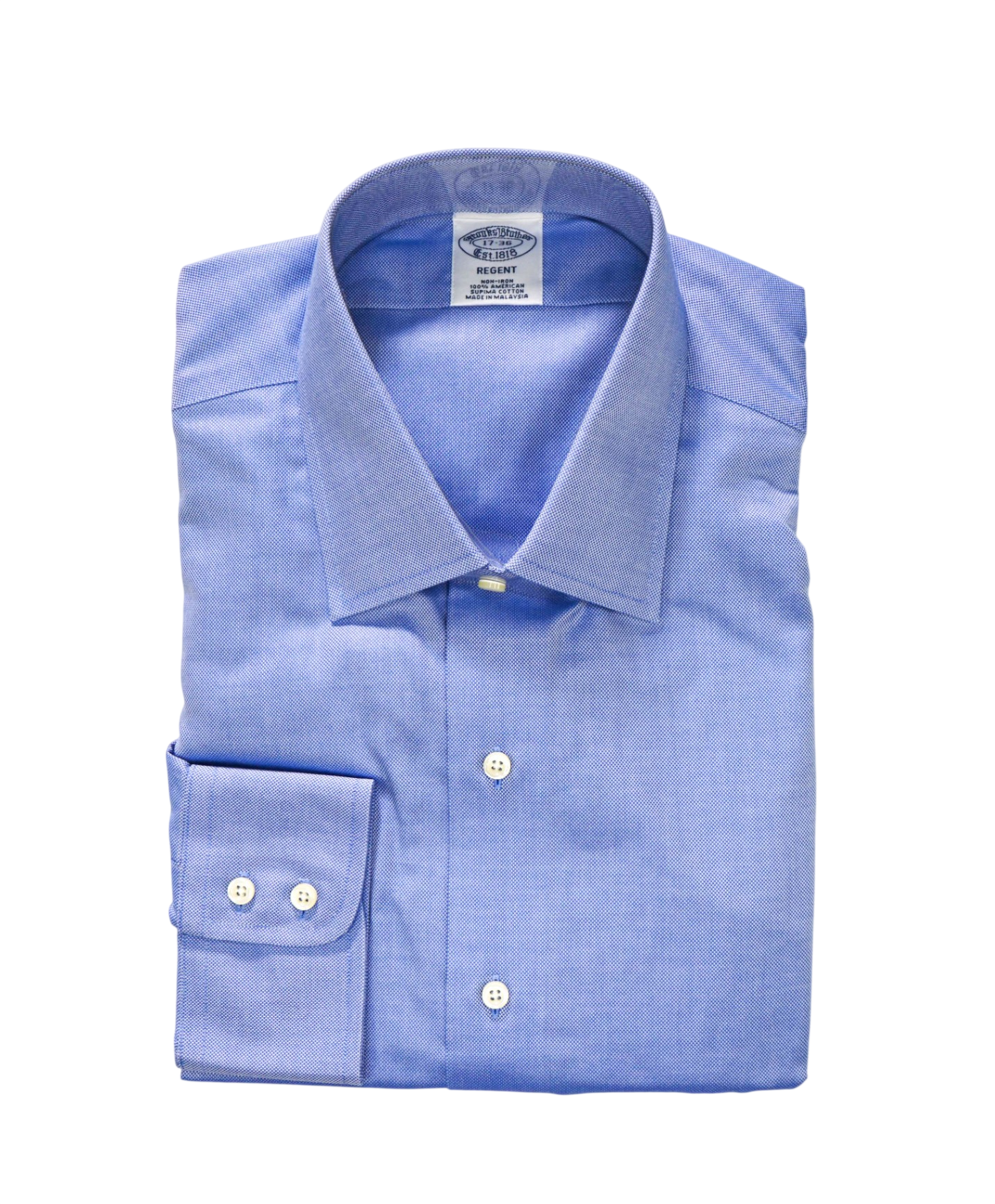 $128 BROOKS BROTHERS - Blue NON-IRON REGENT Shirt - 17 - 36