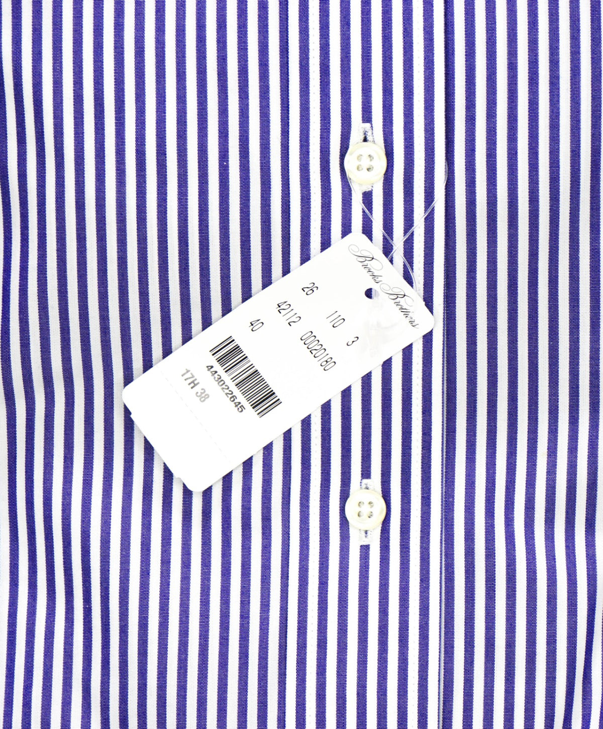 $128 BROOKS BROTHERS - Blue Stripe NON-IRON REGENT Shirt - 17.5 - 38