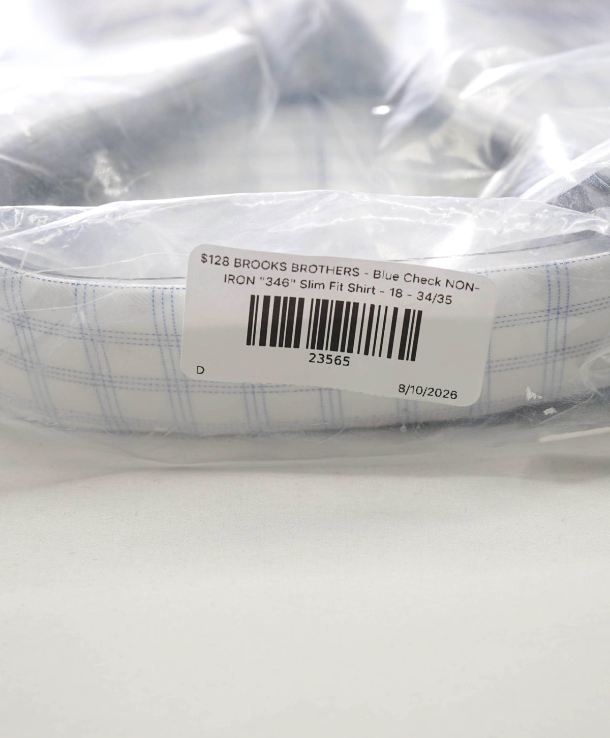 $128 BROOKS BROTHERS - Blue Check NON-IRON "346" Slim Fit Shirt - 18 - 34/35