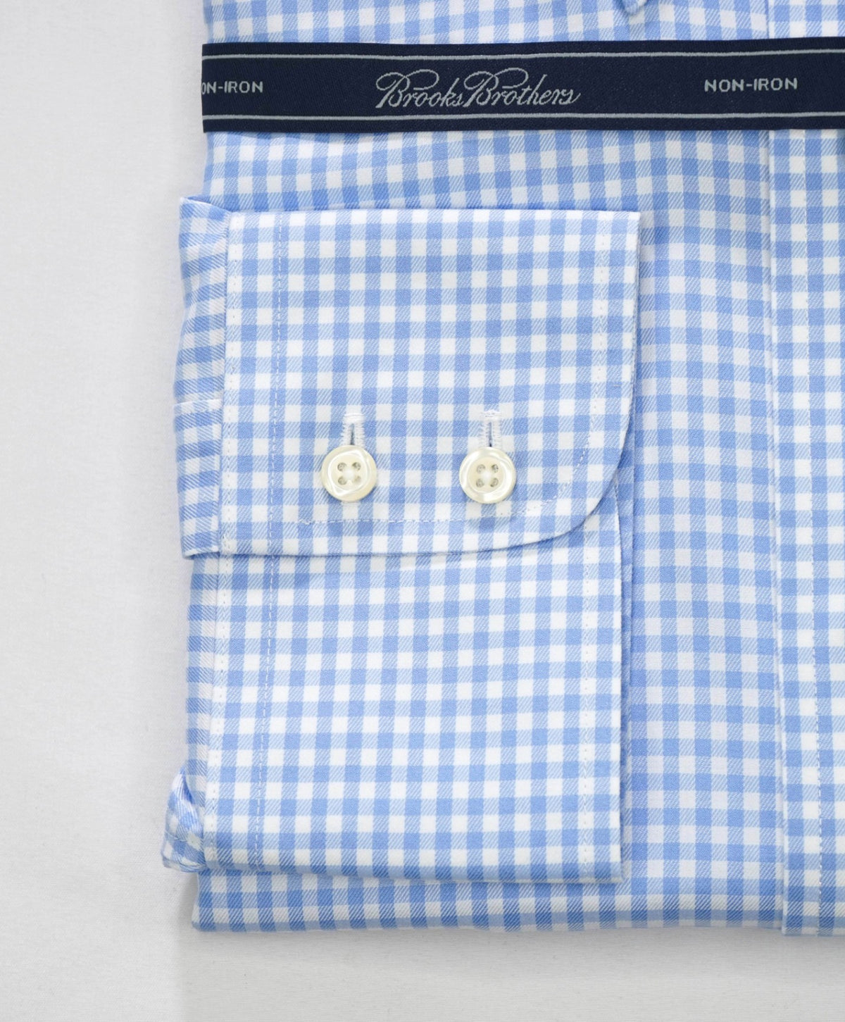 $128 BROOKS BROTHERS - Blue Gingham NON-IRON Shirt - 17.5 - 35