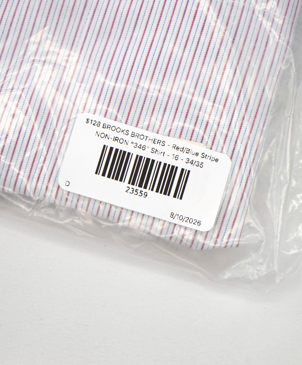 $128 BROOKS BROTHERS - Red/Blue Stripe NON-IRON "346" Shirt - 16 - 34/35