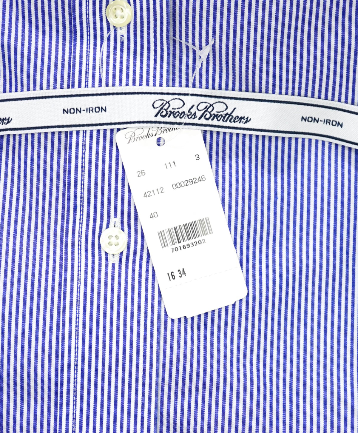 $128 BROOKS BROTHERS - Blue Stripe NON-IRON REGENT Shirt - 16 - 34