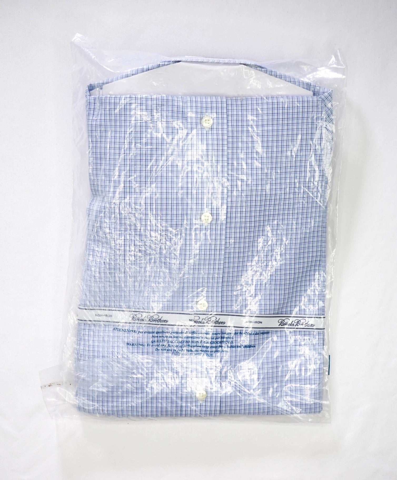 $128 BROOKS BROTHERS - Blue Micro Plaid NON-IRON MADISON Shirt - 16.5 - 33