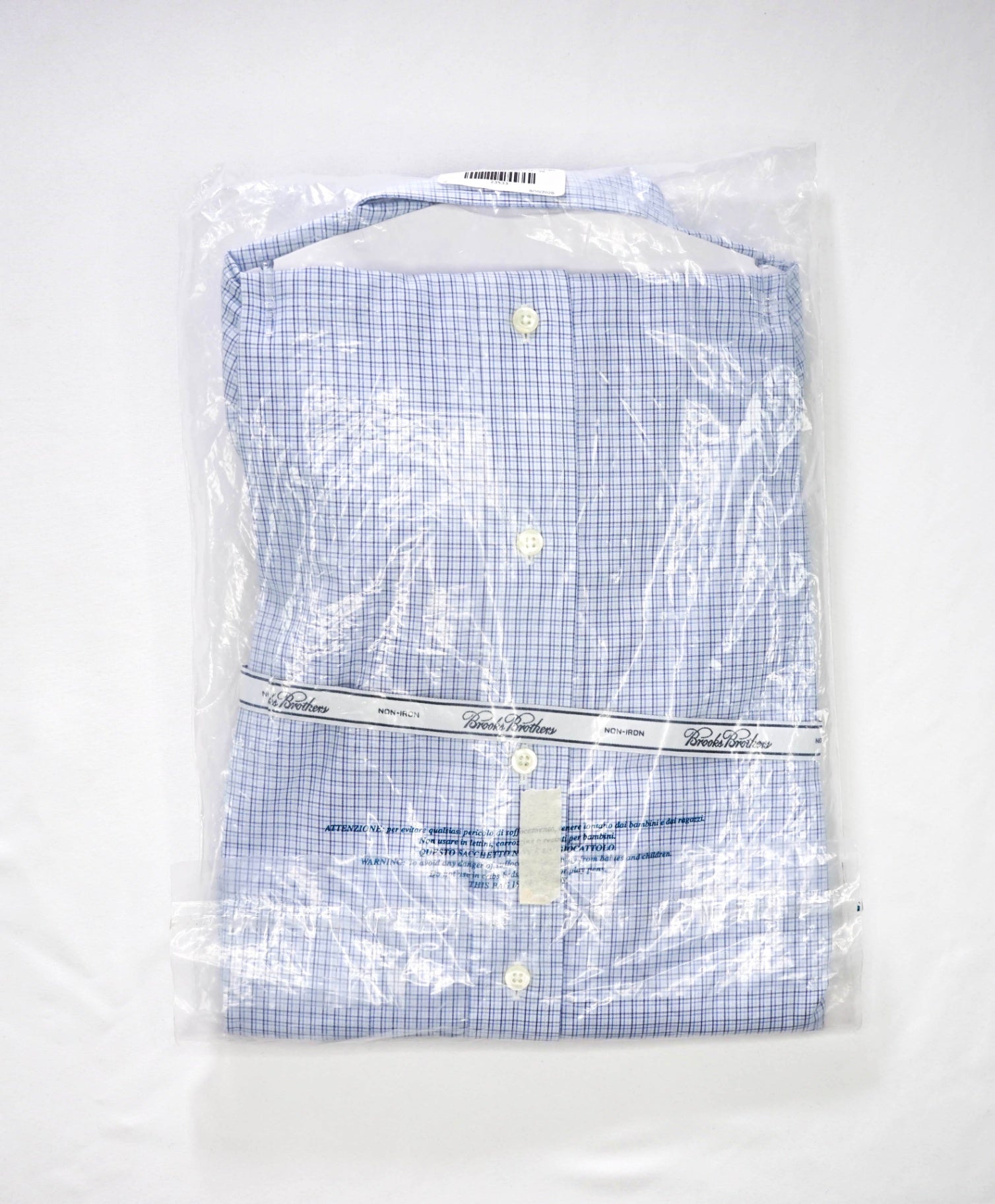 $128 BROOKS BROTHERS - Blue Micro Plaid NON-IRON MADISON Shirt - 17 - 35