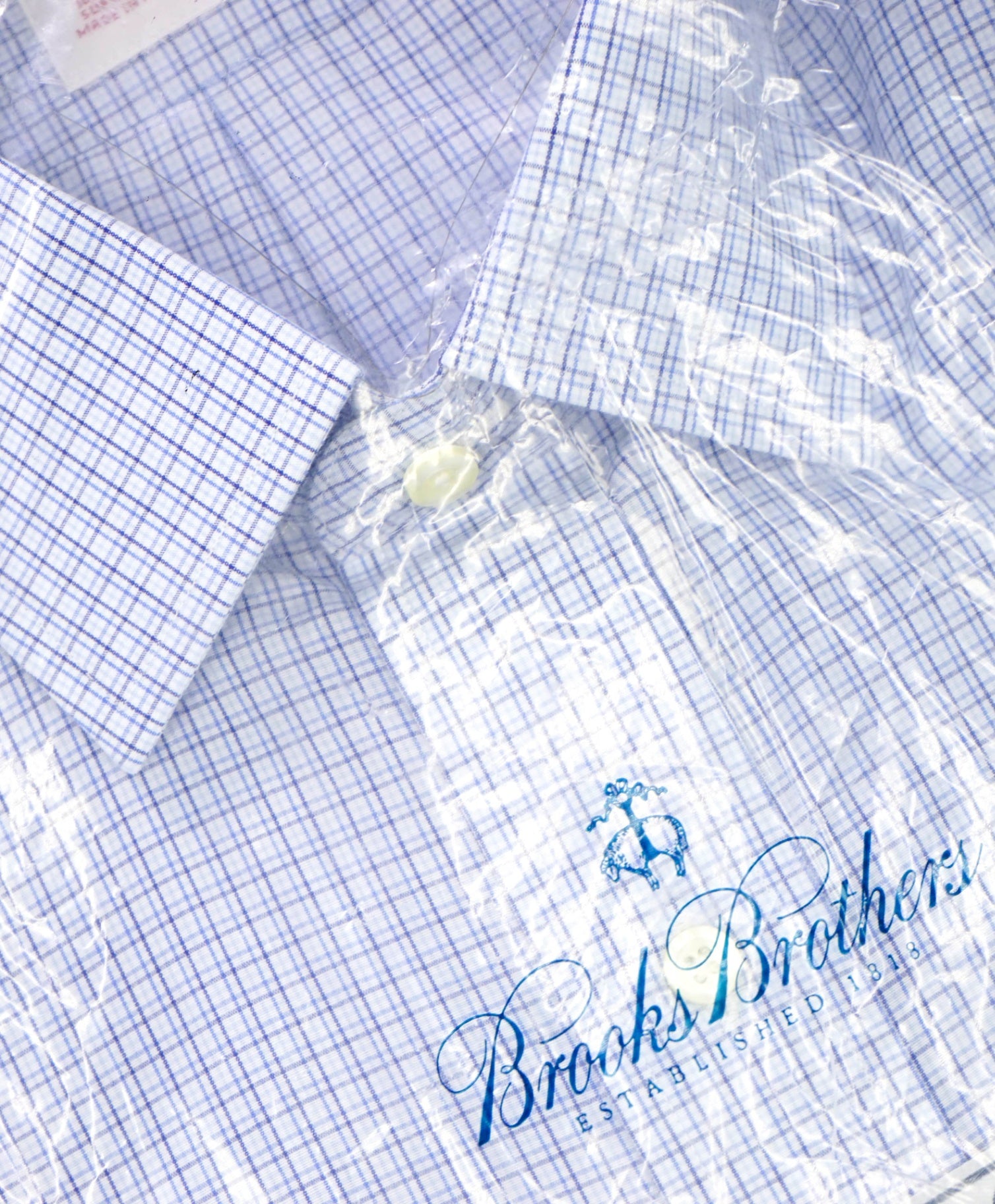 $128 BROOKS BROTHERS - Blue Micro Plaid NON-IRON MADISON Shirt - 16.5 - 33