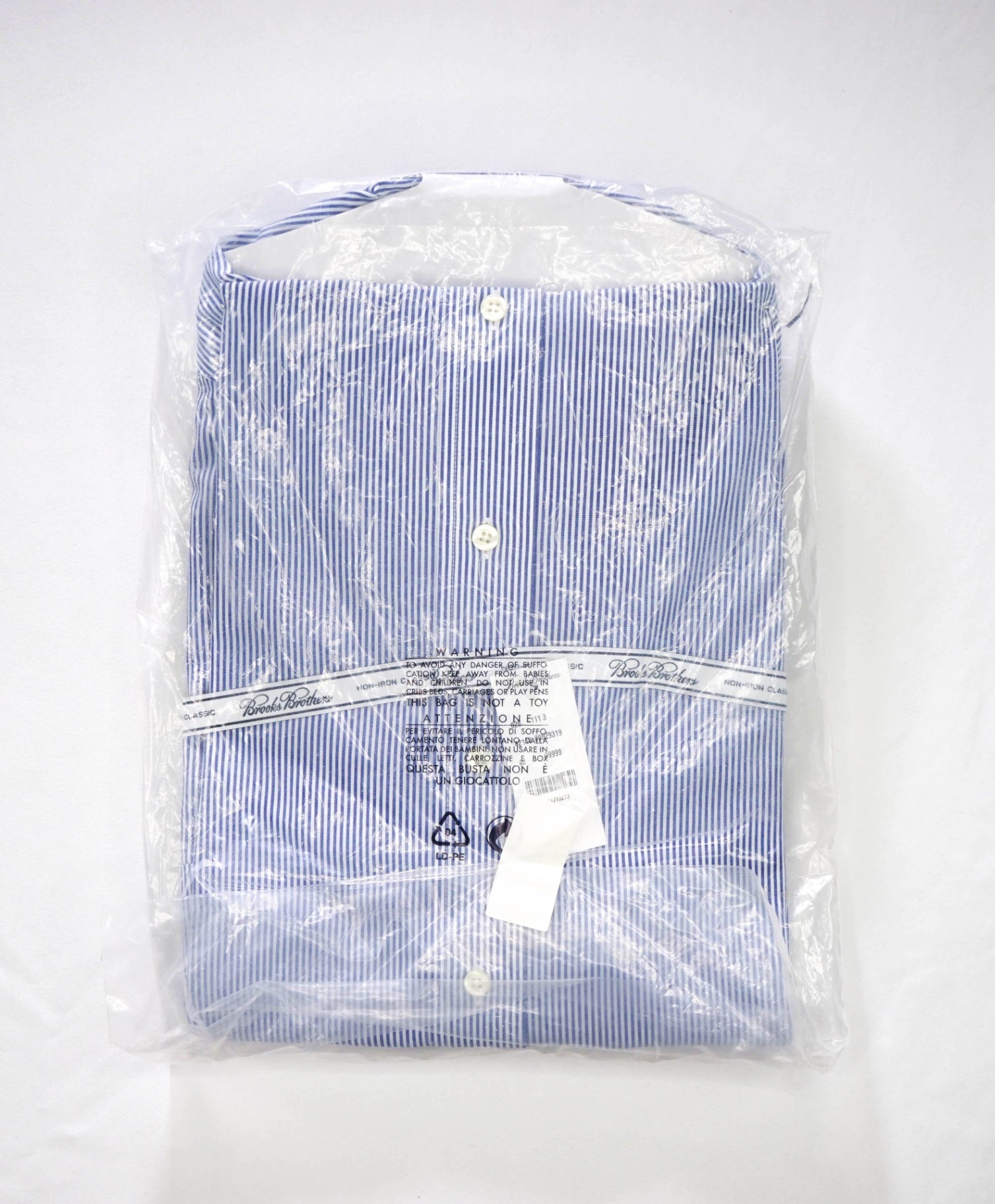 $128 BROOKS BROTHERS - Blue Stripe NON-IRON CLASSIC Shirt - 16.5 - 35