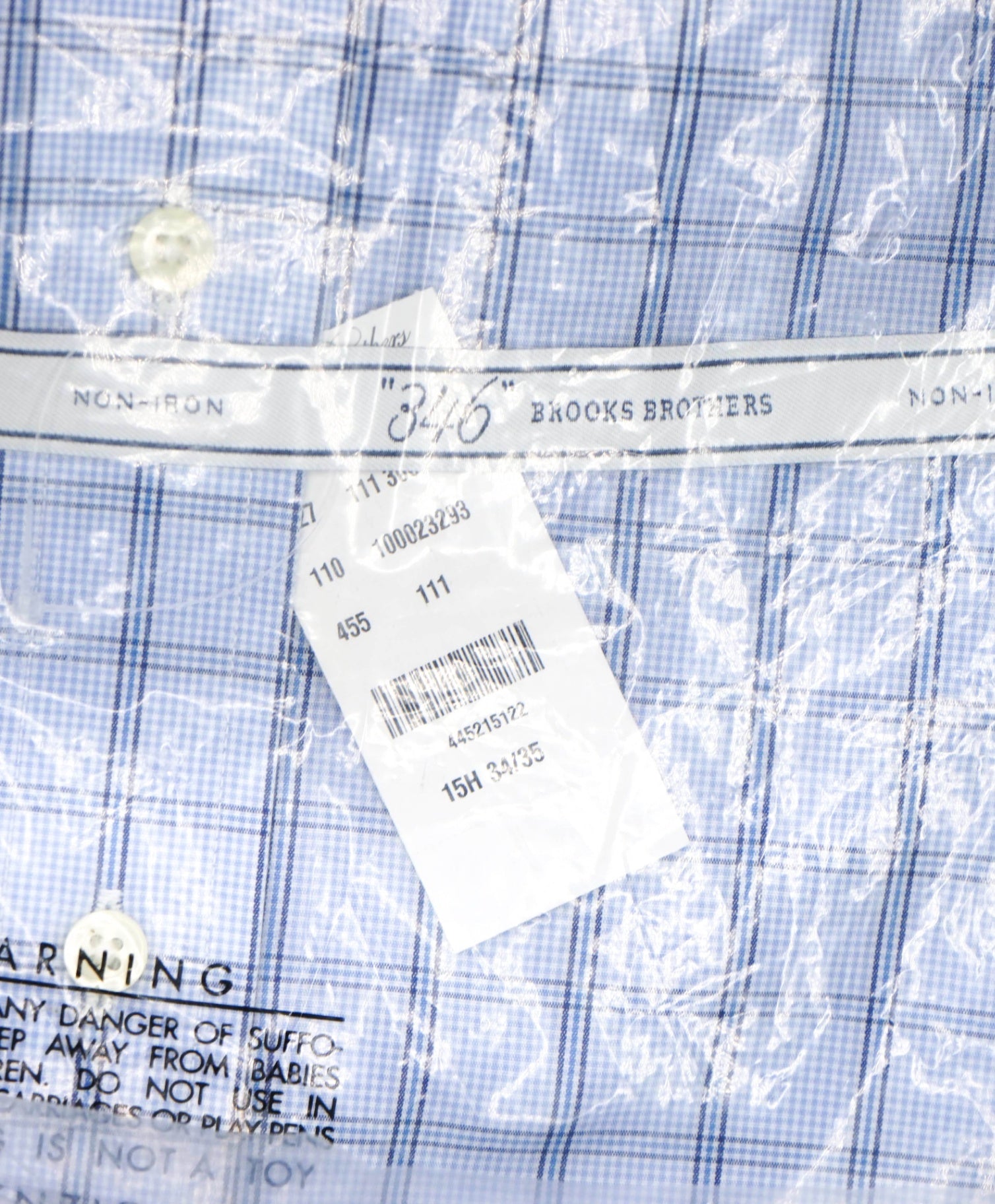 $128 BROOKS BROTHERS - Blue Check NON-IRON "346" SLIM FIT Shirt - 15.5 - 34/35