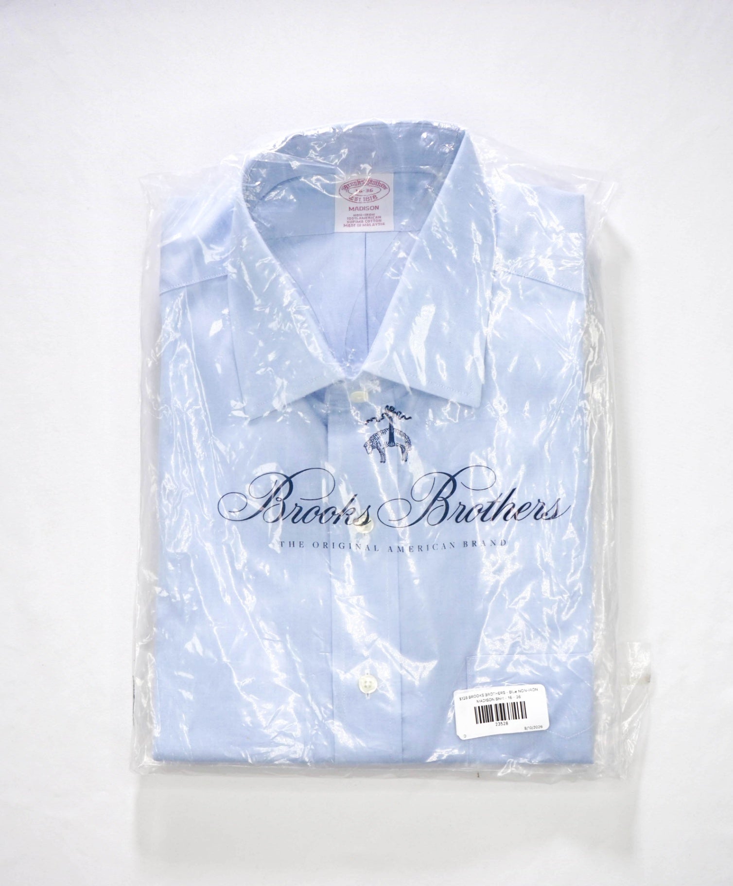 $128 BROOKS BROTHERS - Blue NON-IRON MADISON Shirt - 16 - 36