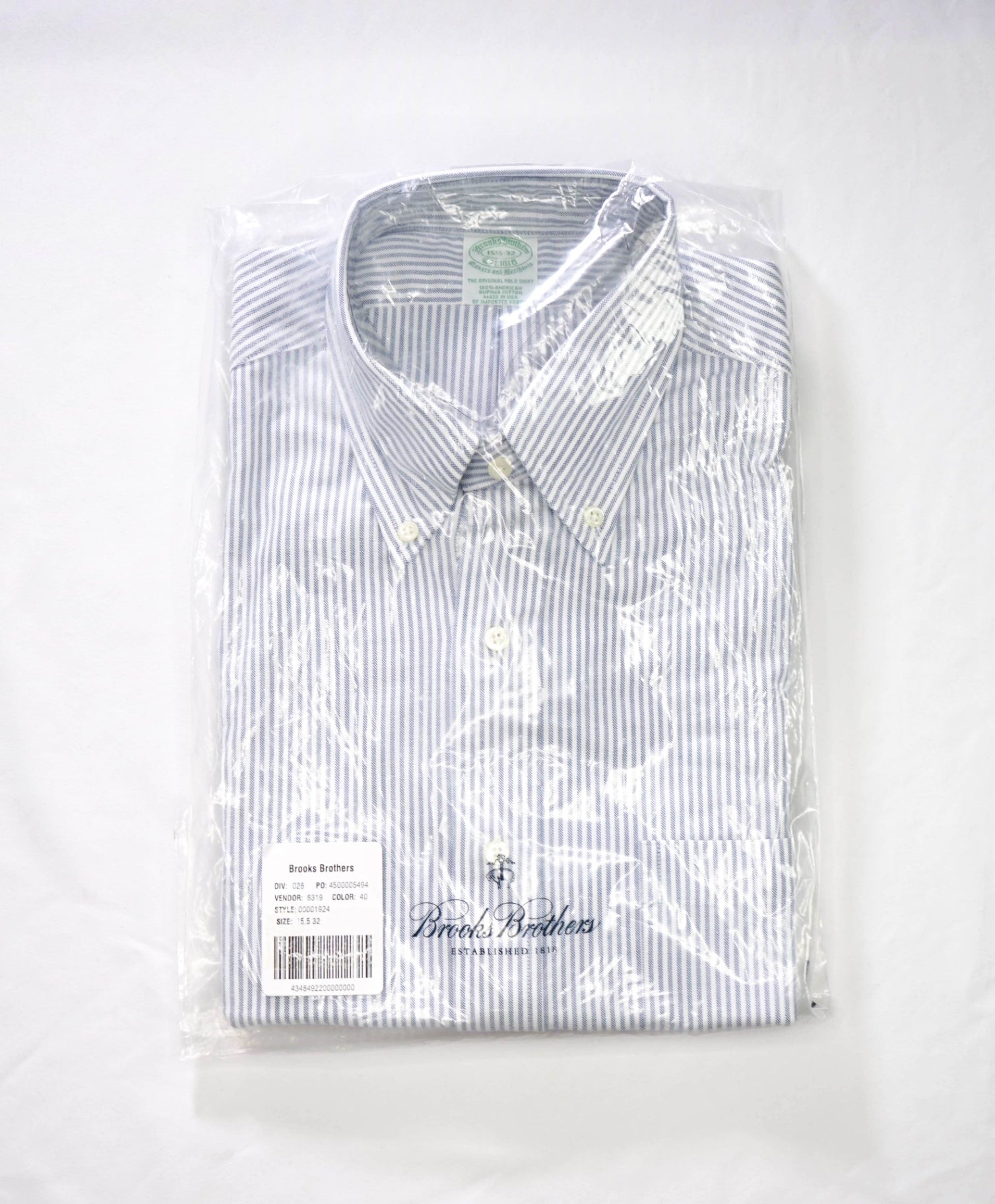 $198 BROOKS BROTHERS - Blue Stripe MAKERS AND MERCHANTS Shirt - 15.5 - 32