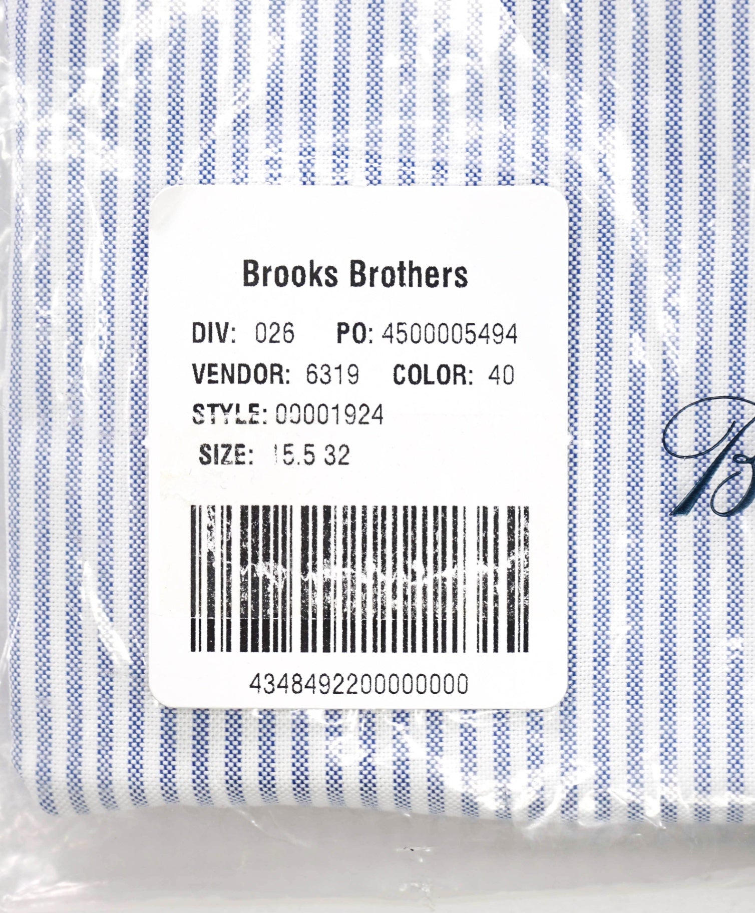$198 BROOKS BROTHERS - Blue Stripe MAKERS AND MERCHANTS Shirt - 15.5 - 32