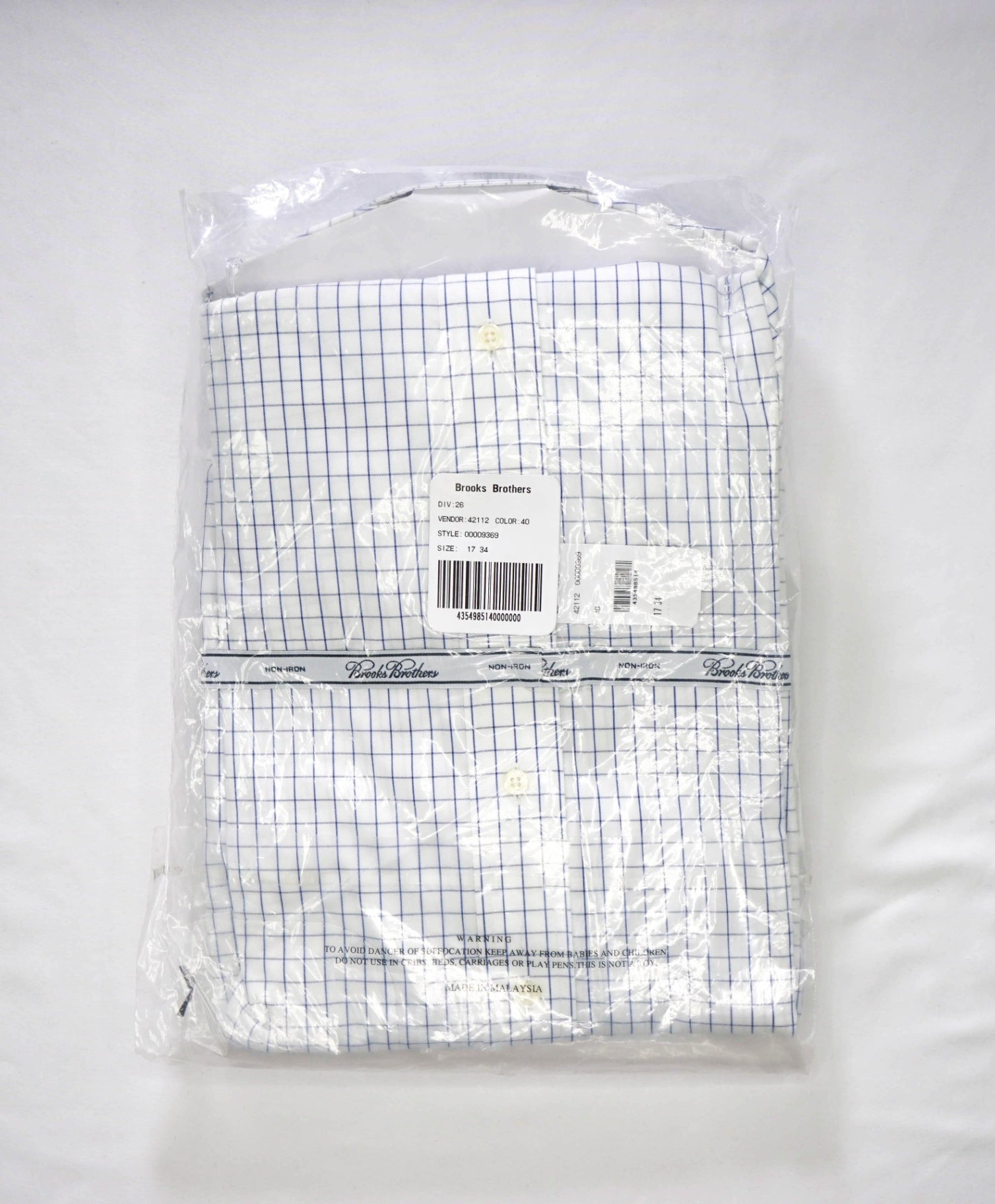 $128 BROOKS BROTHERS - Blue Check NON-IRON MADISON Shirt - 17 - 34