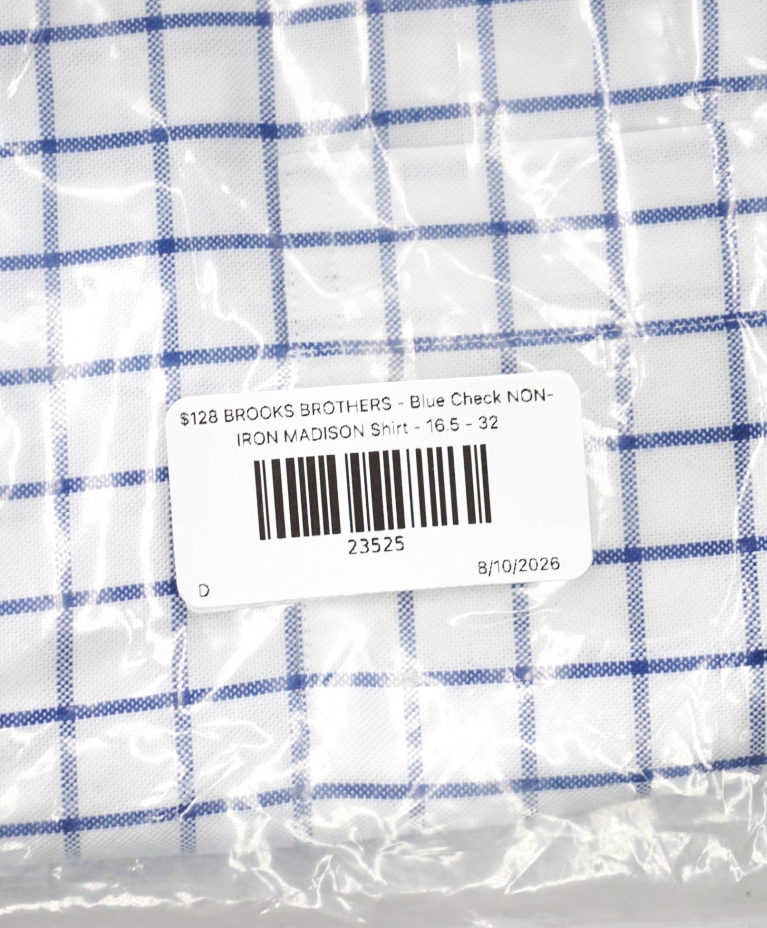$128 BROOKS BROTHERS - Blue Check NON-IRON MADISON Shirt - 16.5 - 32