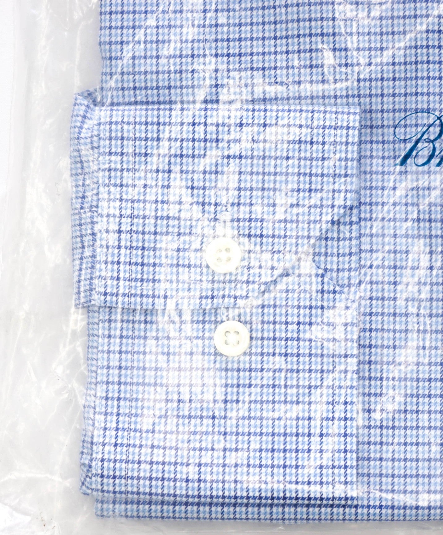 $128 BROOKS BROTHERS - Blue Micro Check NON-IRON "346" SLIM FIT Shirt - 15.5 - 32/33