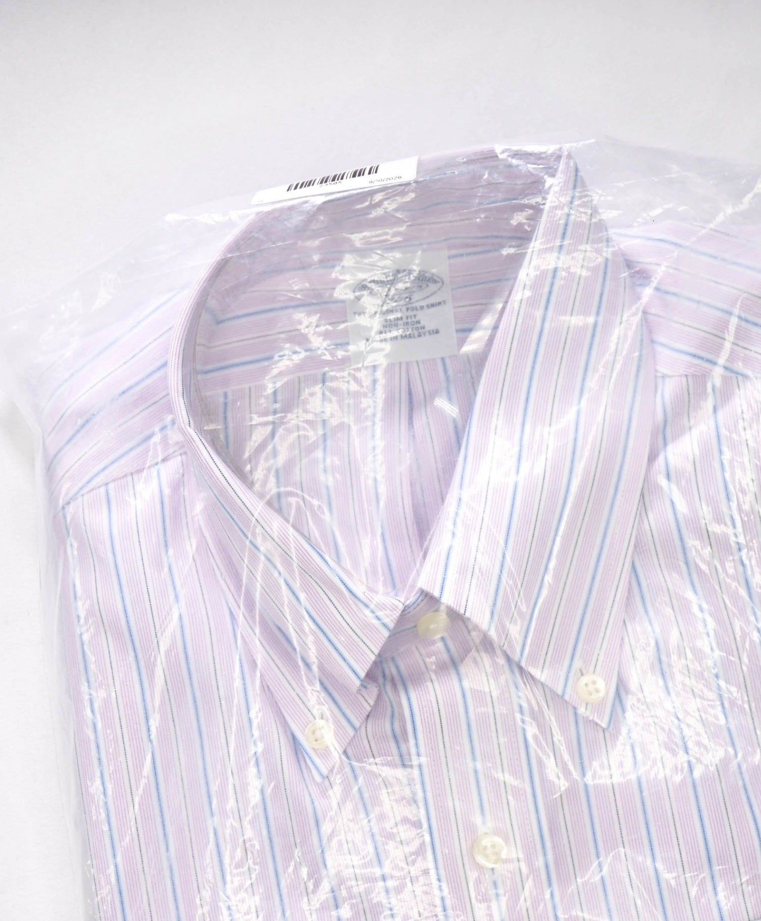 $128 BROOKS BROTHERS - Purple/Blue Stripe NON-IRON "346" SLIM FIT Shirt - 15.5 - 32/33