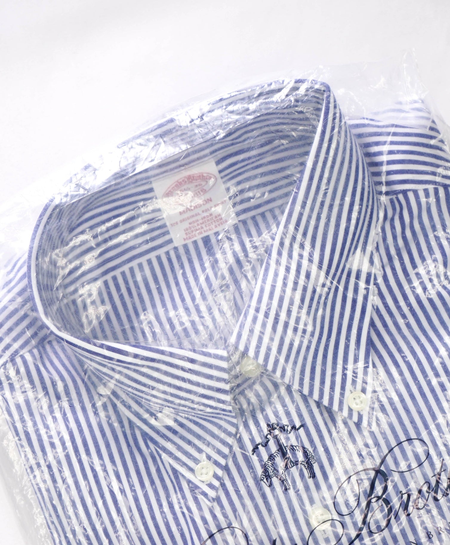 $128 BROOKS BROTHERS - Blue Stripe NON-IRON MADISON Shirt - 16.5 - 36
