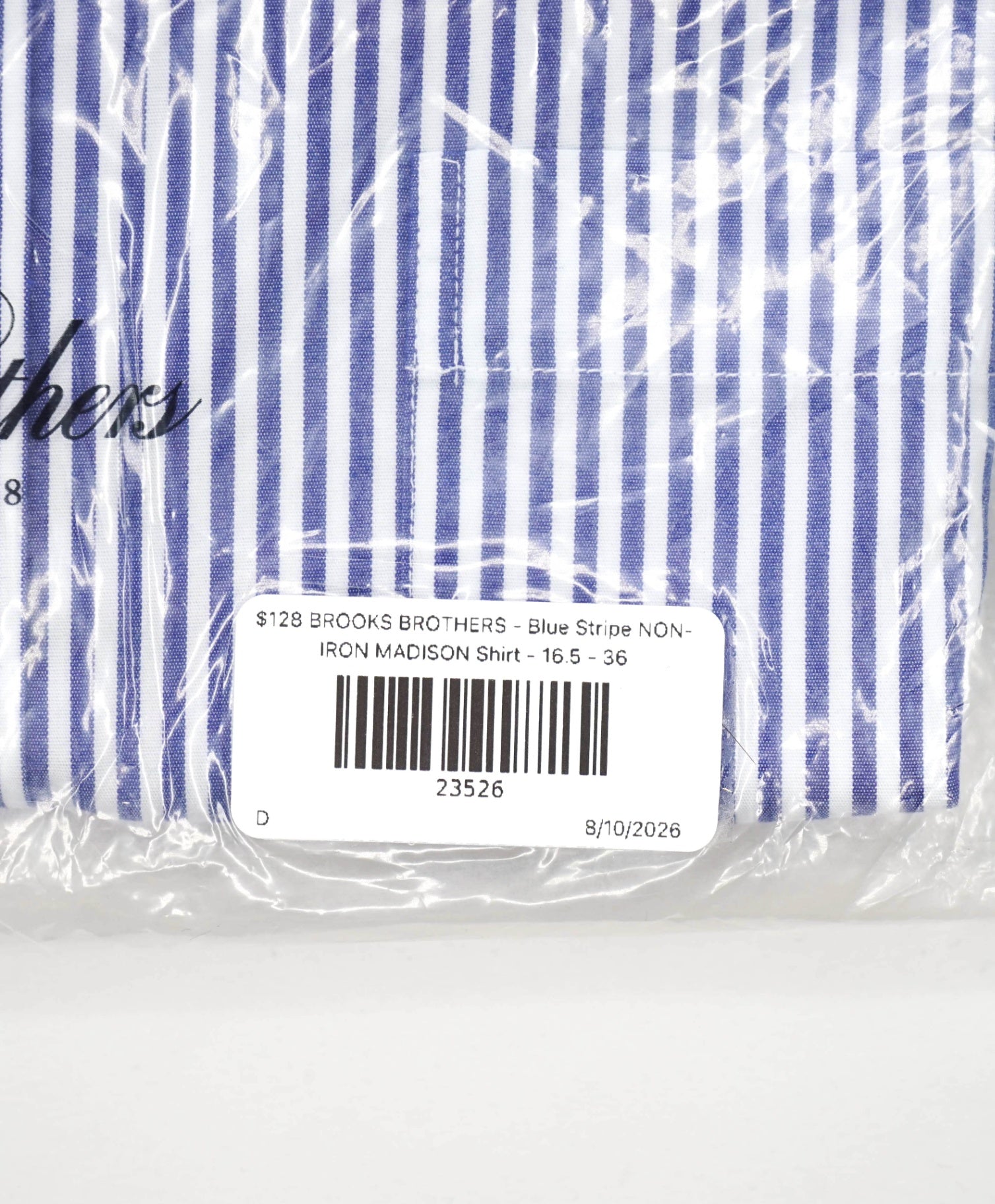 $128 BROOKS BROTHERS - Blue Stripe NON-IRON MADISON Shirt - 16.5 - 36