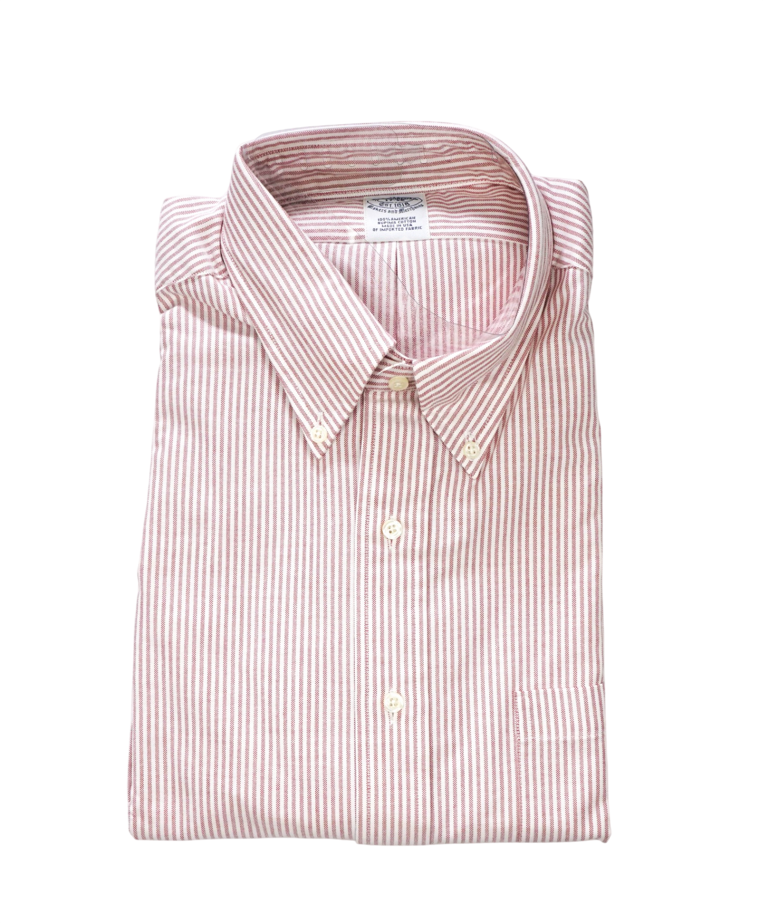 $198 BROOKS BROTHERS - Red Stripe MADE IN USA MAKERS AND MERCHANTS Shirt - 17 - 36