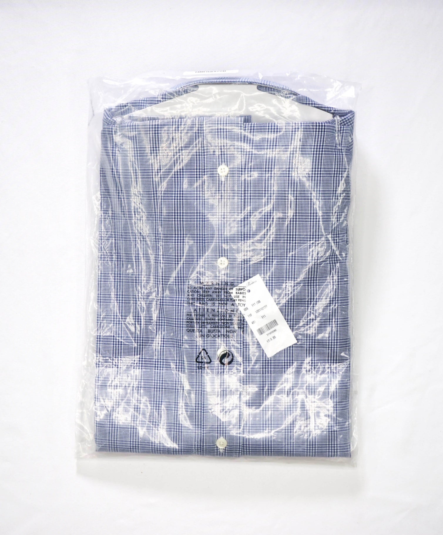$128 BROOKS BROTHERS - Blue Plaid NON-IRON MILANO Shirt - 17.5 - 35