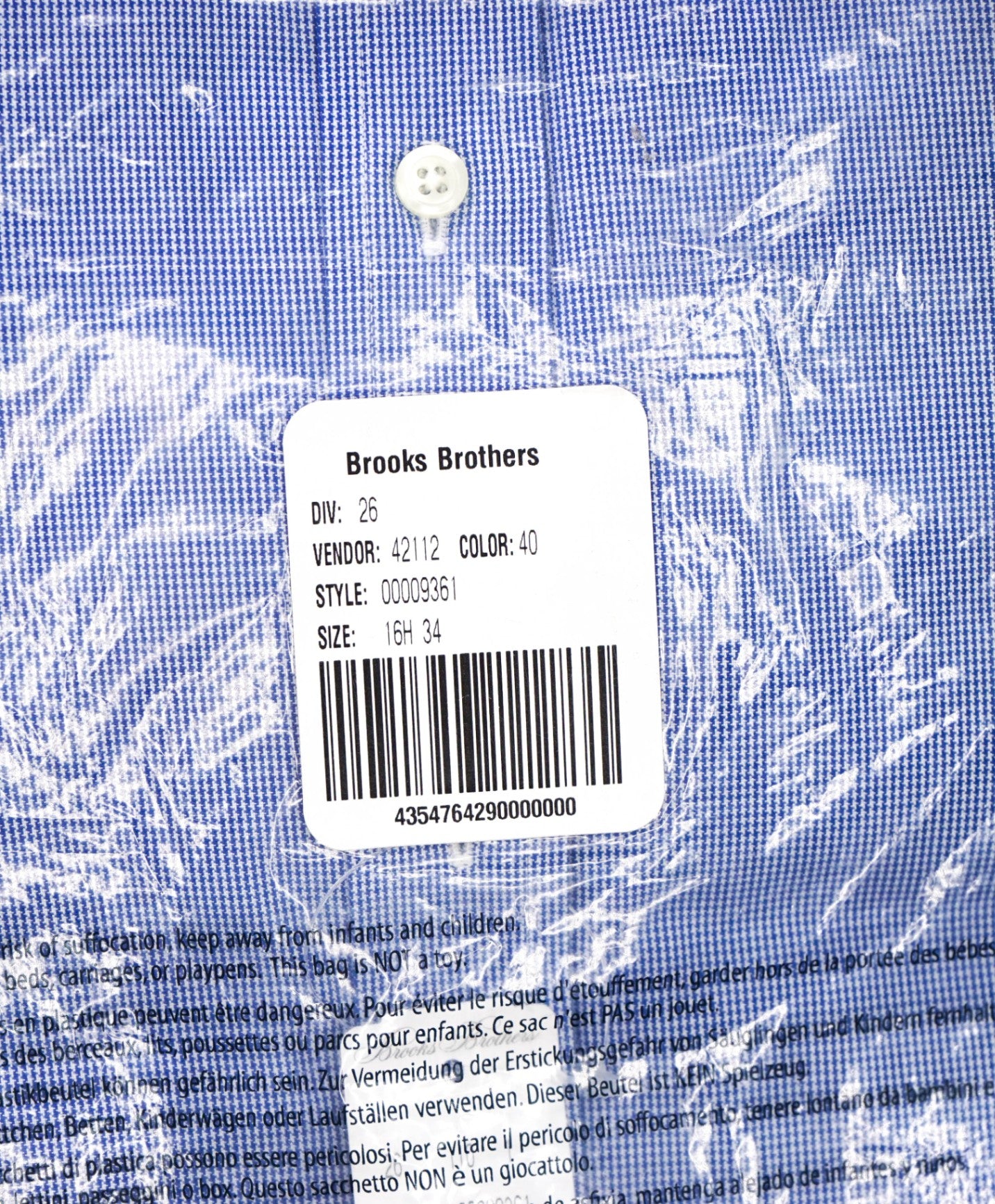$128 BROOKS BROTHERS - Blue Micro Herringbone NON-IRON REGENT Shirt - 16.5 - 34