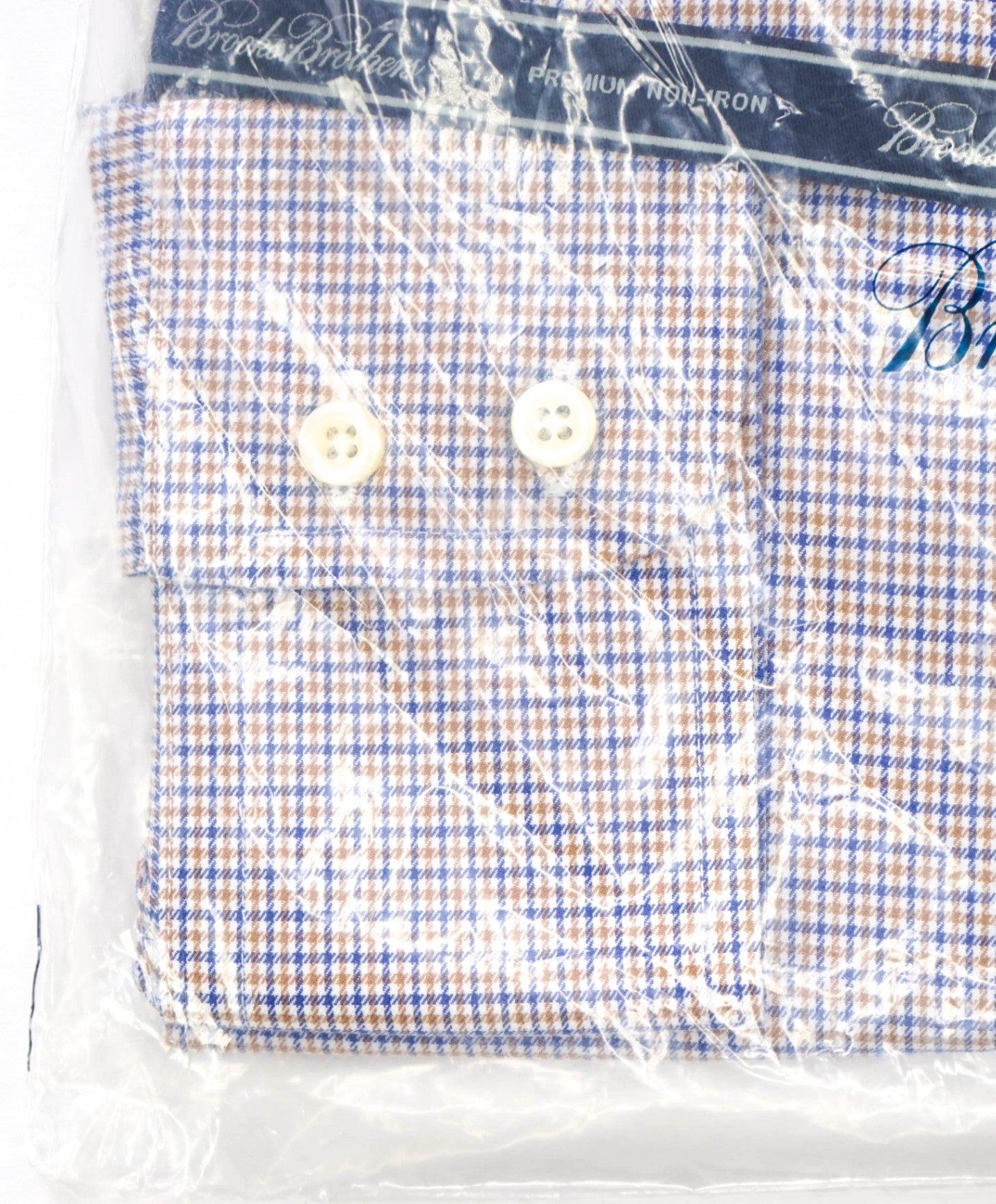 $128 BROOKS BROTHERS - Blue/Brown Check PREMIUM NON-IRON REGENT Shirt - 16.5 - 33