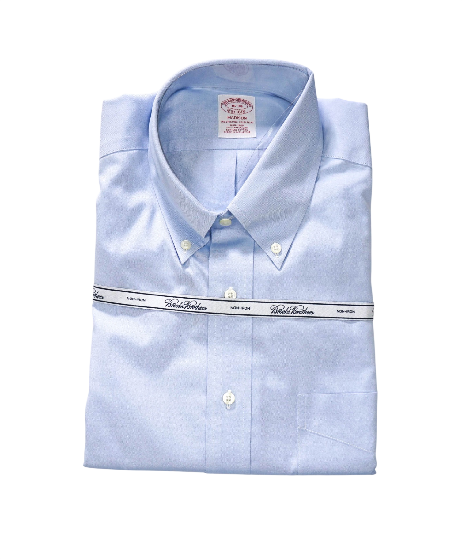 $128 BROOKS BROTHERS - Blue NON-IRON MADISON Shirt - 16 - 34