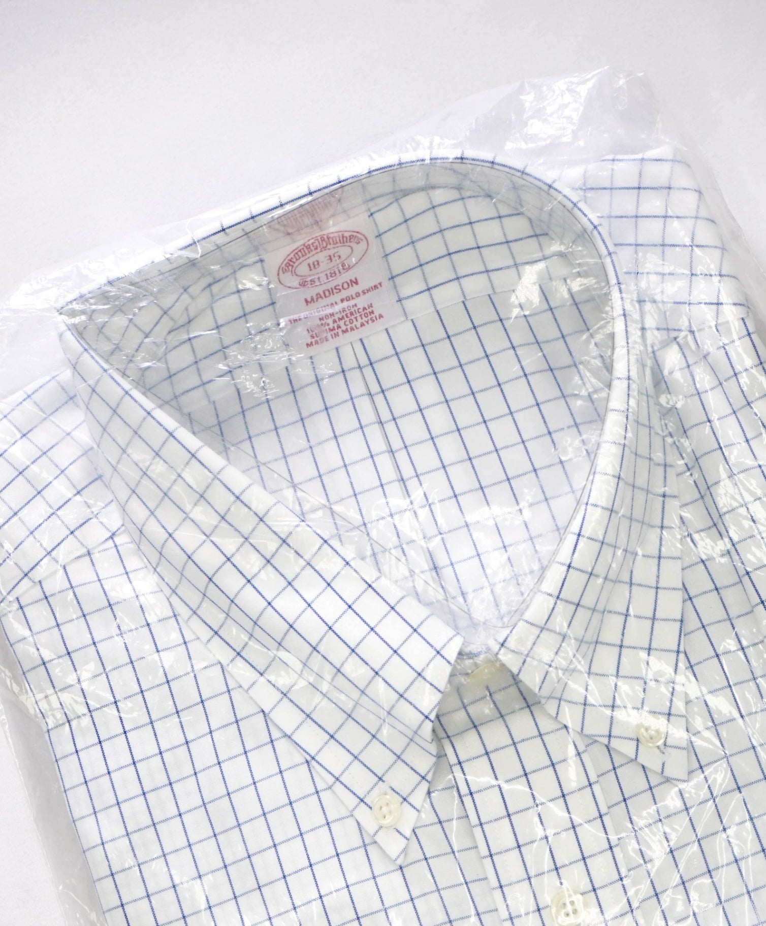 $128 BROOKS BROTHERS - Blue Check NON-IRON MADISON Shirt - 18 - 35