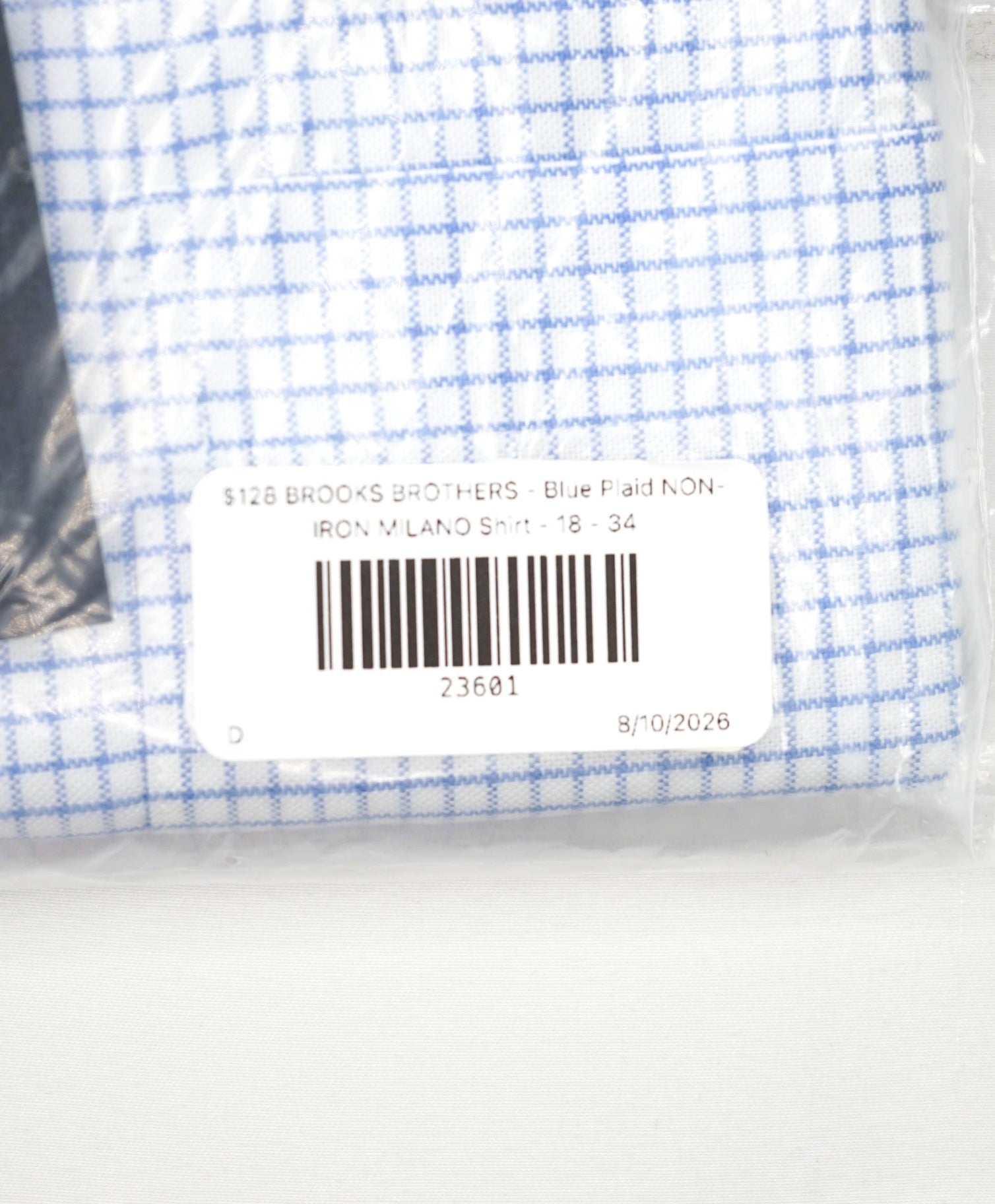 $128 BROOKS BROTHERS - Blue Plaid NON-IRON MILANO Shirt - 18 - 34