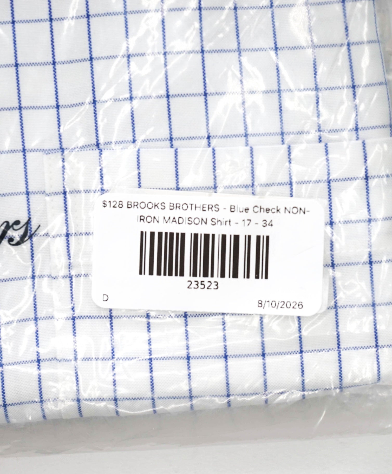 $128 BROOKS BROTHERS - Blue Check NON-IRON MADISON Shirt - 17 - 34