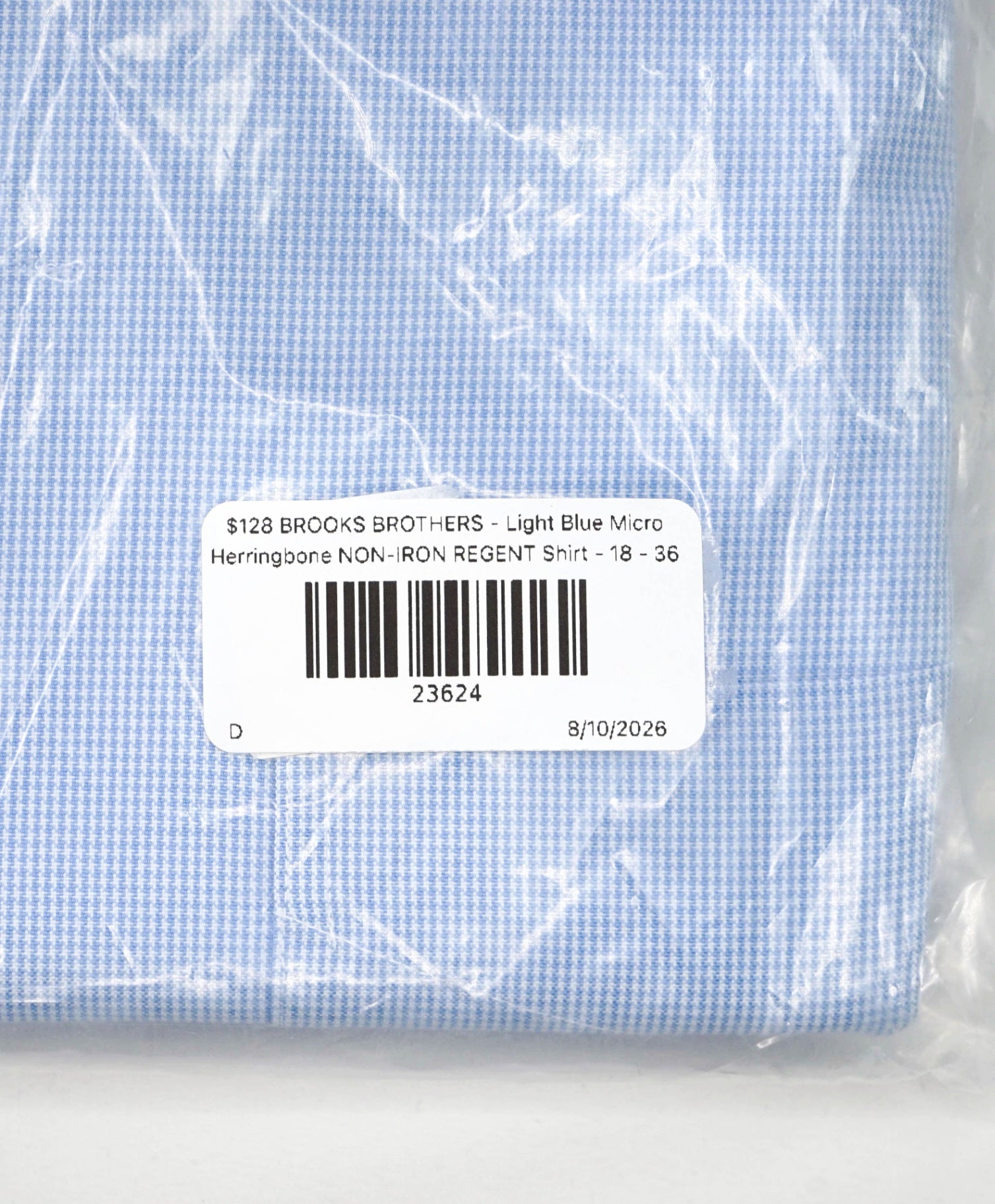$128 BROOKS BROTHERS - Light Blue Micro Herringbone NON-IRON REGENT Shirt - 18 - 36