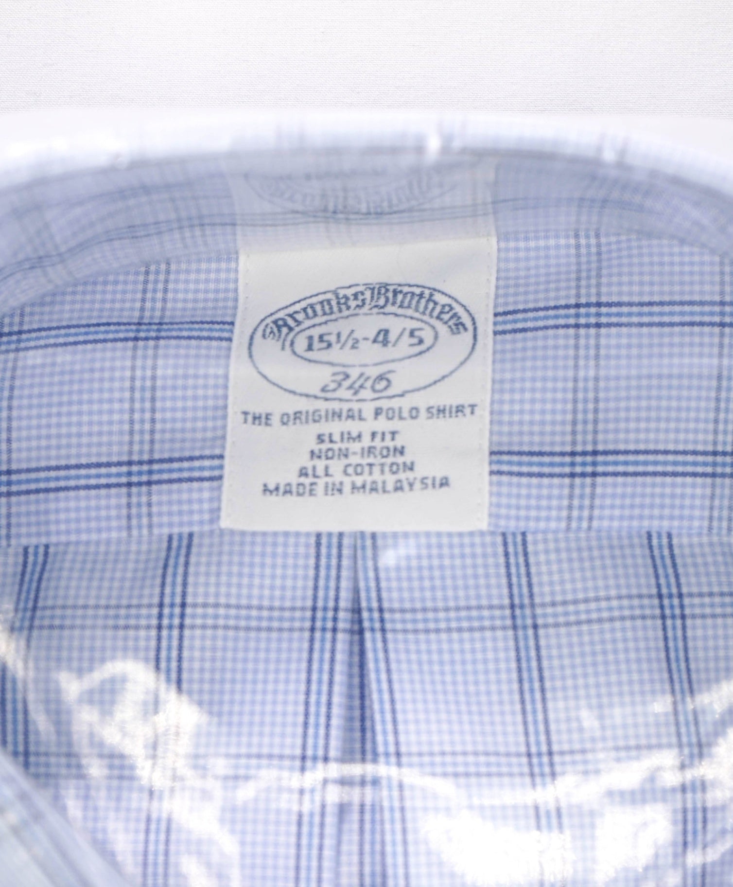 $128 BROOKS BROTHERS - Blue Check NON-IRON "346" SLIM FIT Shirt - 15.5 - 34/35