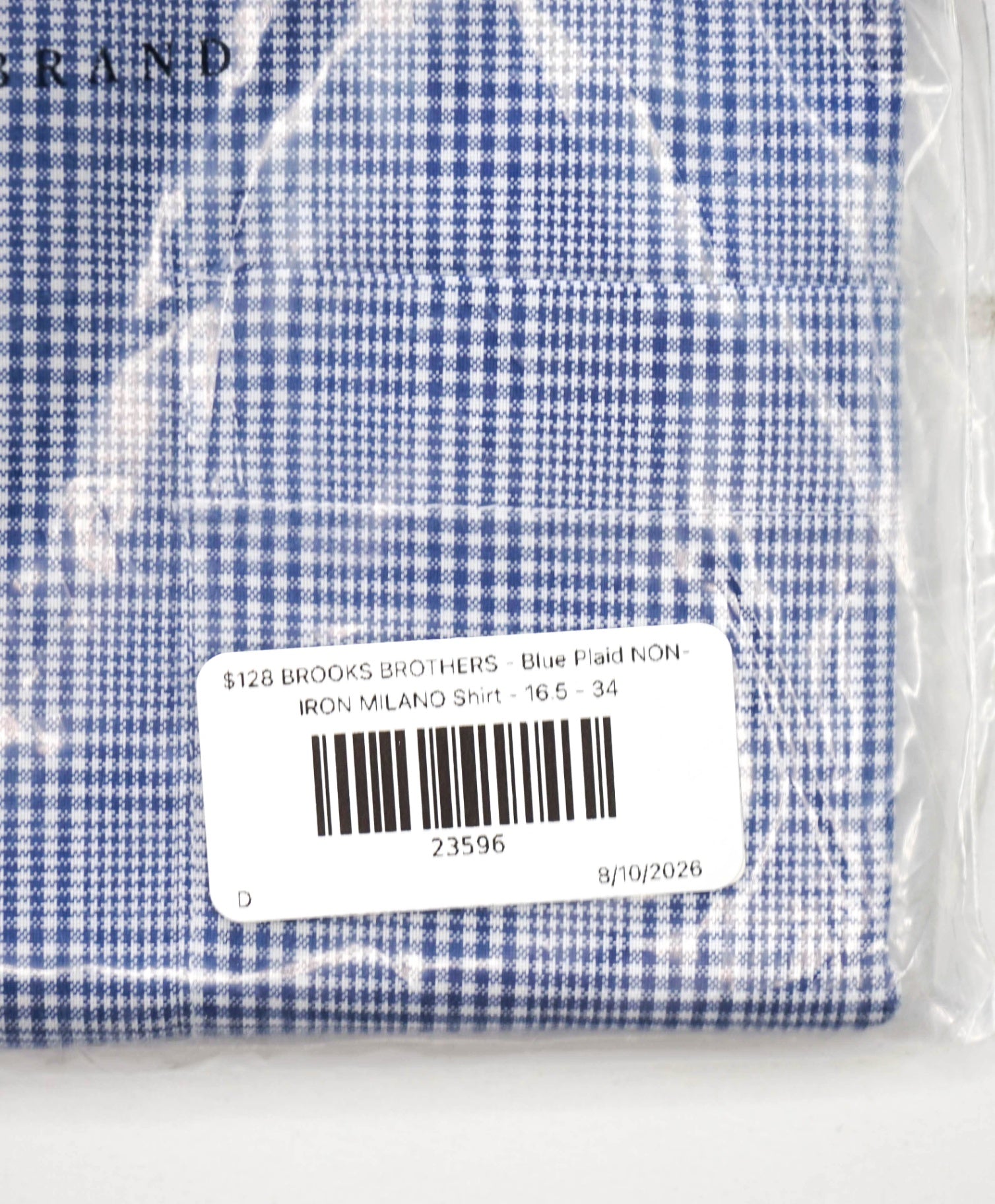 $128 BROOKS BROTHERS - Blue Plaid NON-IRON MILANO Shirt - 16.5 - 34