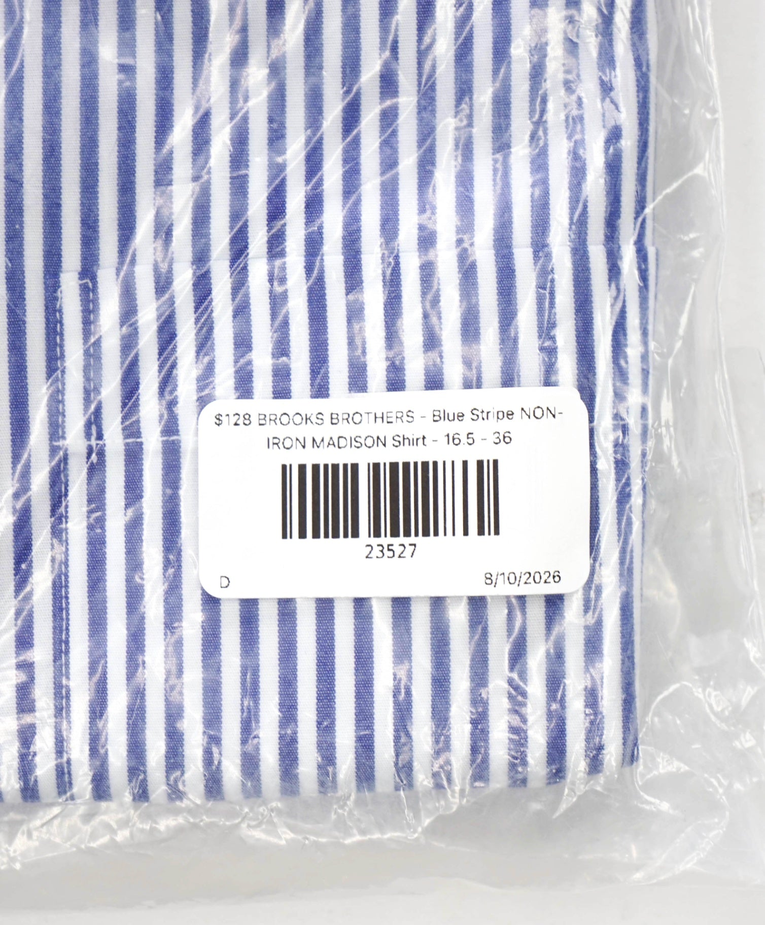 $128 BROOKS BROTHERS - Blue Stripe NON-IRON MADISON Shirt - 16.5 - 36