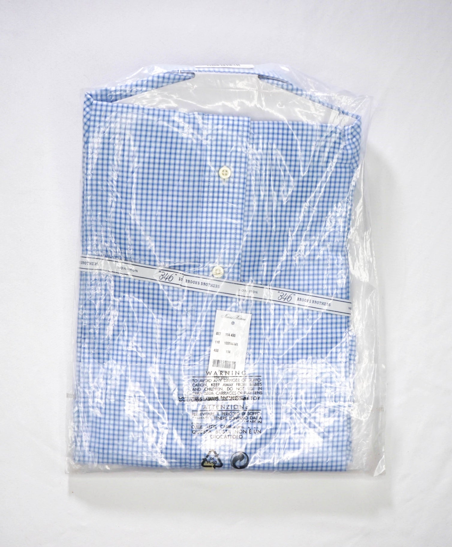 $128 BROOKS BROTHERS - Blue Micro Check NON-IRON "346" SLIM FIT Shirt - 15.5 - 32/33