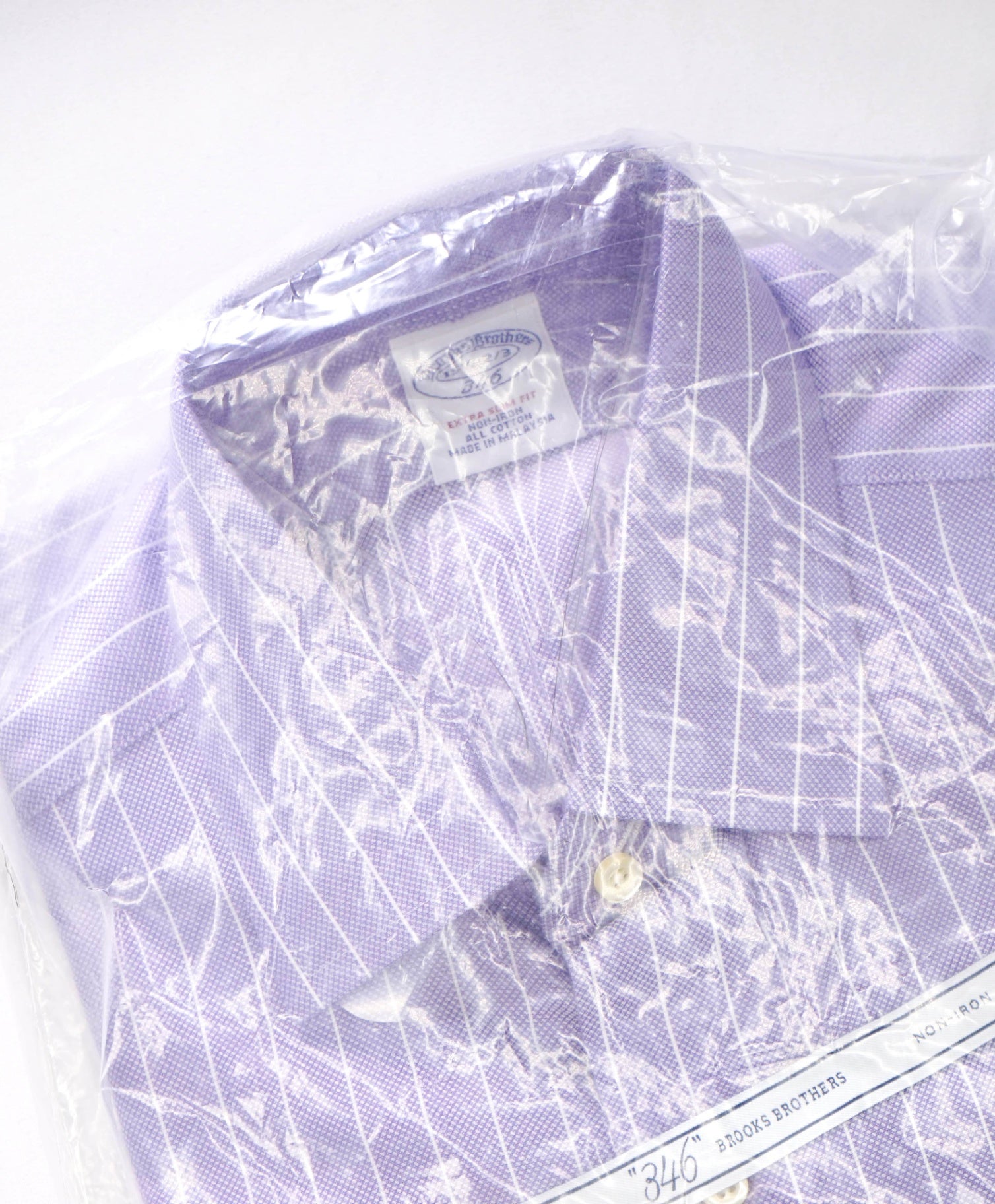 $128 BROOKS BROTHERS - Purple Stripe NON-IRON "346" EXTRA SLIM FIT Shirt - 15.5 - 32/33
