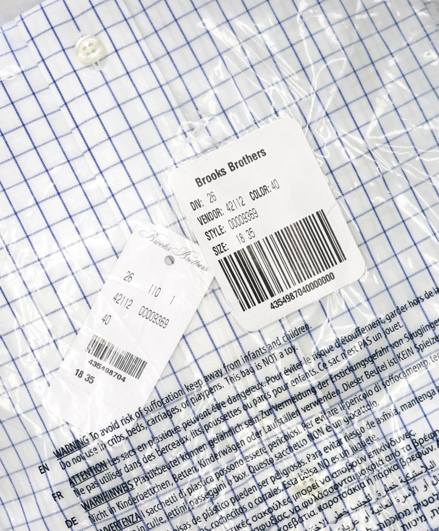 $128 BROOKS BROTHERS - Blue Check NON-IRON MADISON Shirt - 18 - 35