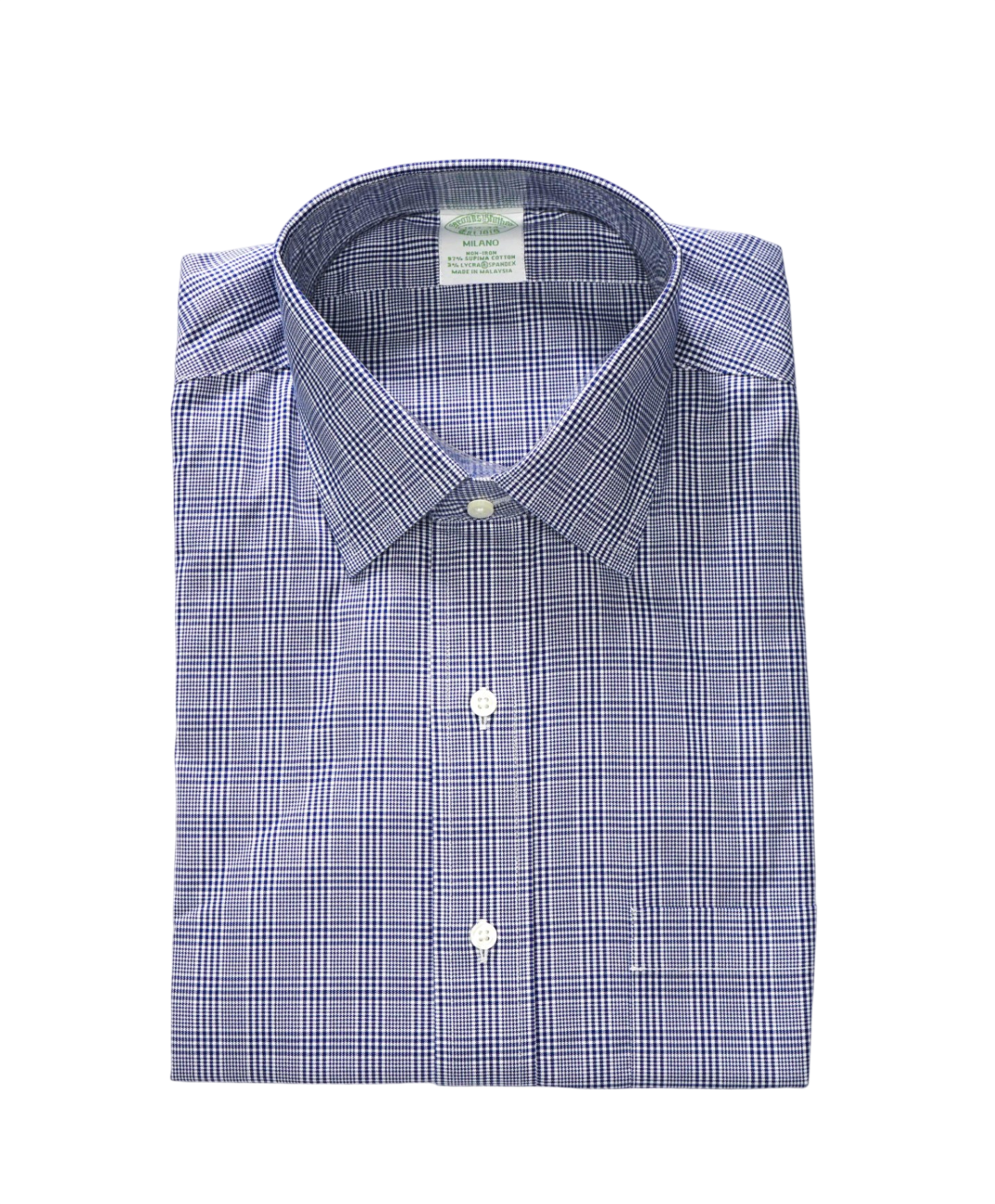 $128 BROOKS BROTHERS - Blue Plaid NON-IRON MILANO Shirt - 16.5 - 34