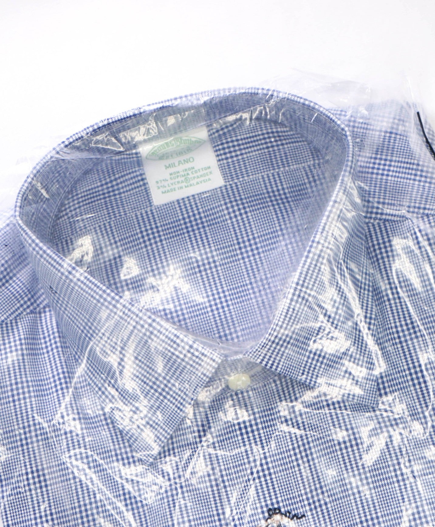 $128 BROOKS BROTHERS - Blue Plaid NON-IRON MILANO Shirt - 16.5 - 34