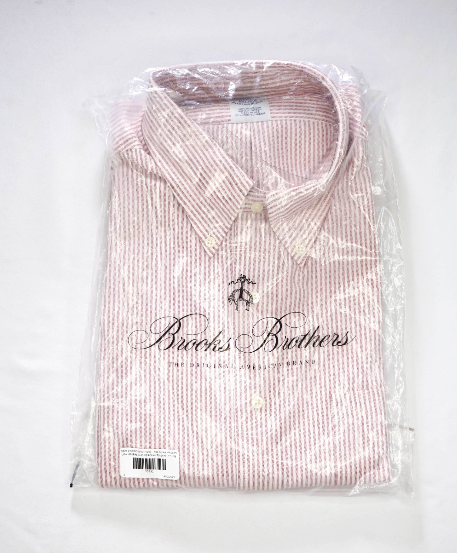 $198 BROOKS BROTHERS - Red Stripe MADE IN USA MAKERS AND MERCHANTS Shirt - 17 - 36