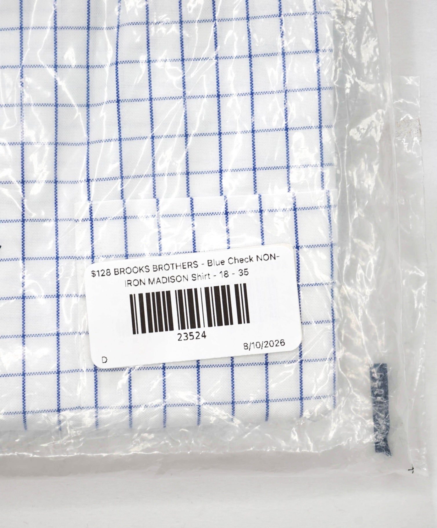 $128 BROOKS BROTHERS - Blue Check NON-IRON MADISON Shirt - 18 - 35