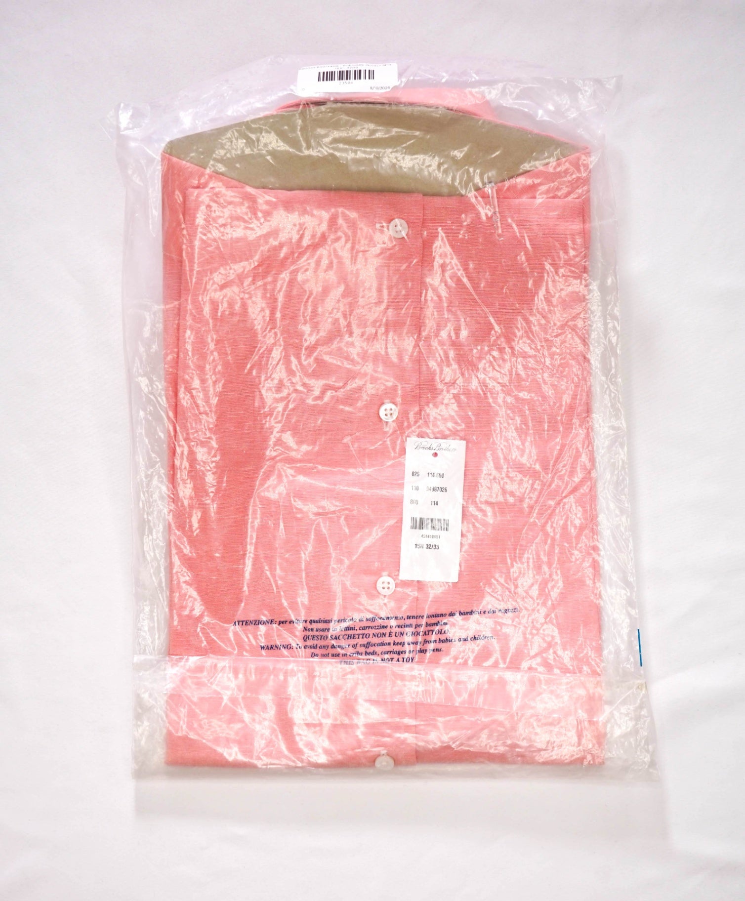 BROOKS BROTHERS - Pink MADE IN ITALY Shirt - 15.5 - 32/33