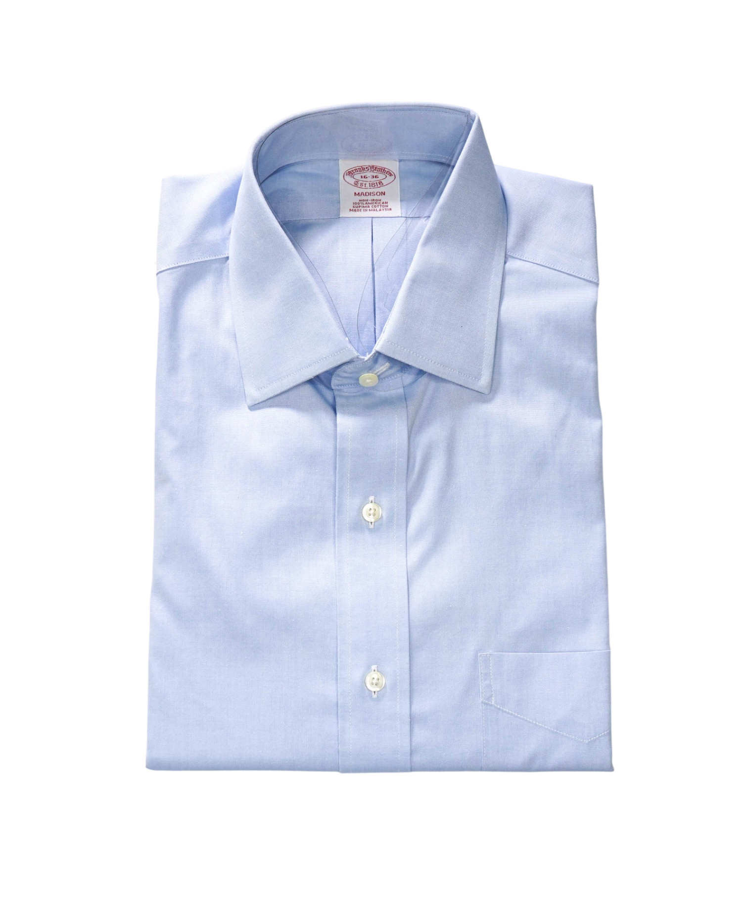 $128 BROOKS BROTHERS - Blue NON-IRON MADISON Shirt - 16 - 36