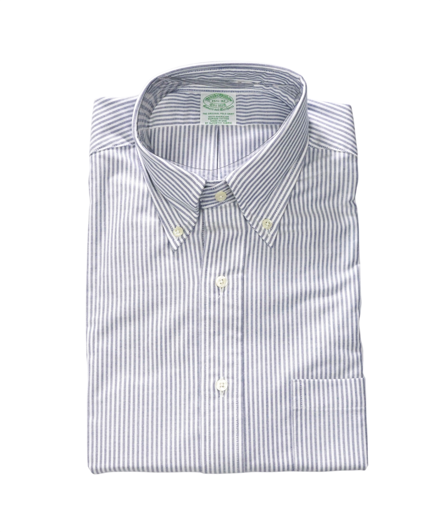 $198 BROOKS BROTHERS - Blue Stripe MAKERS AND MERCHANTS Shirt - 15.5 - 32