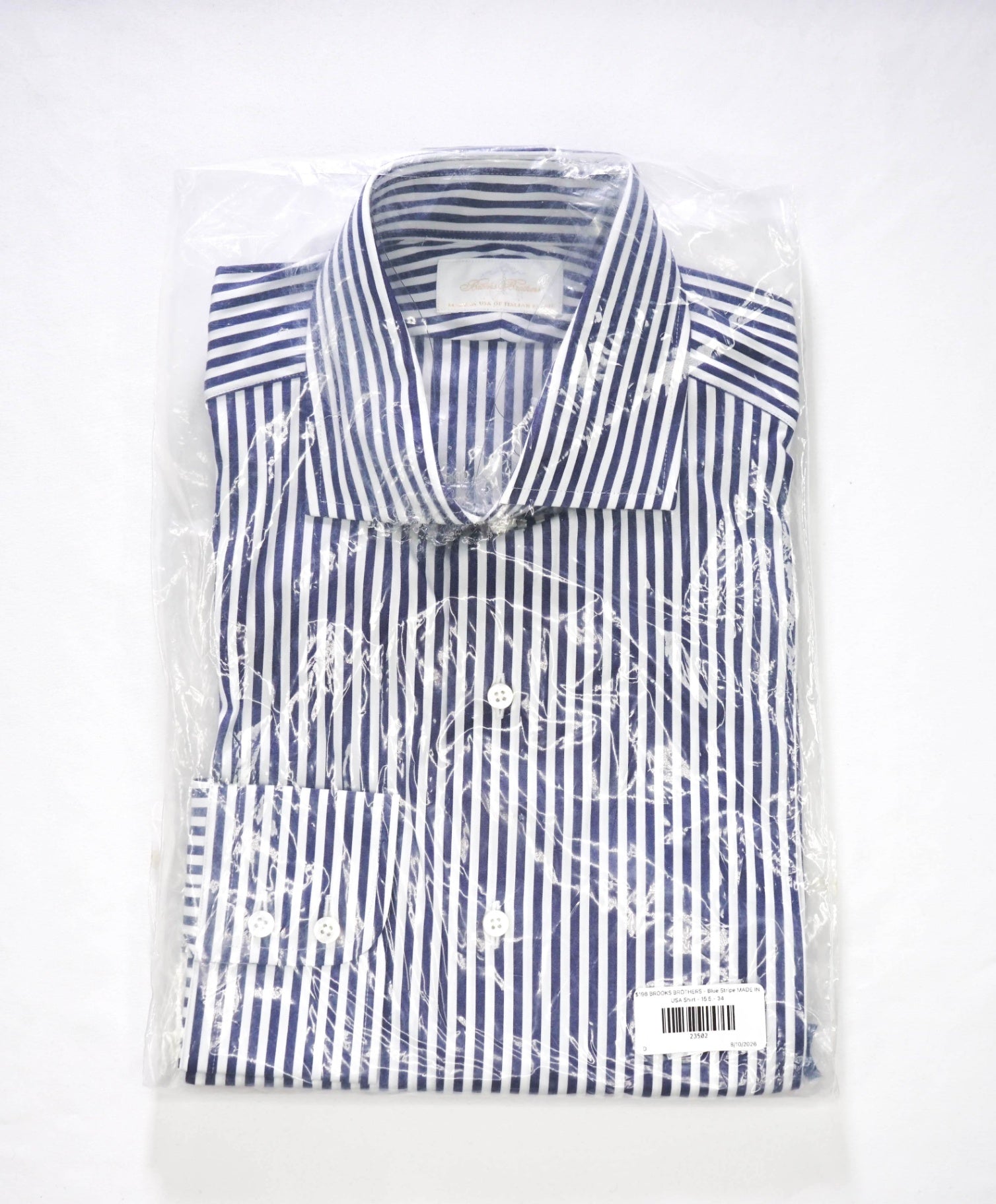 $198 BROOKS BROTHERS - Blue Stripe MADE IN USA Shirt - 15.5 - 34