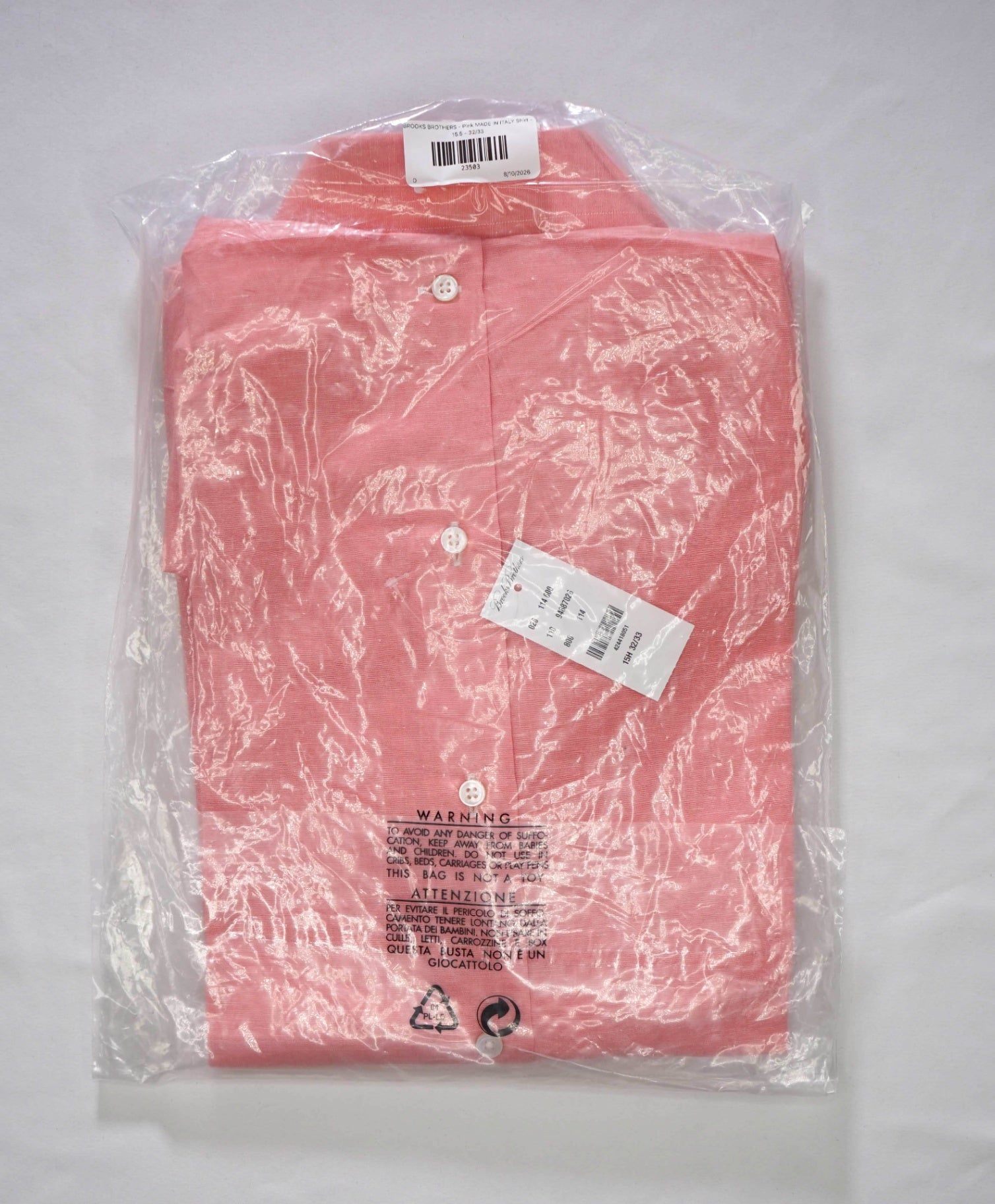 BROOKS BROTHERS - Pink MADE IN ITALY Shirt - 15.5 - 32/33
