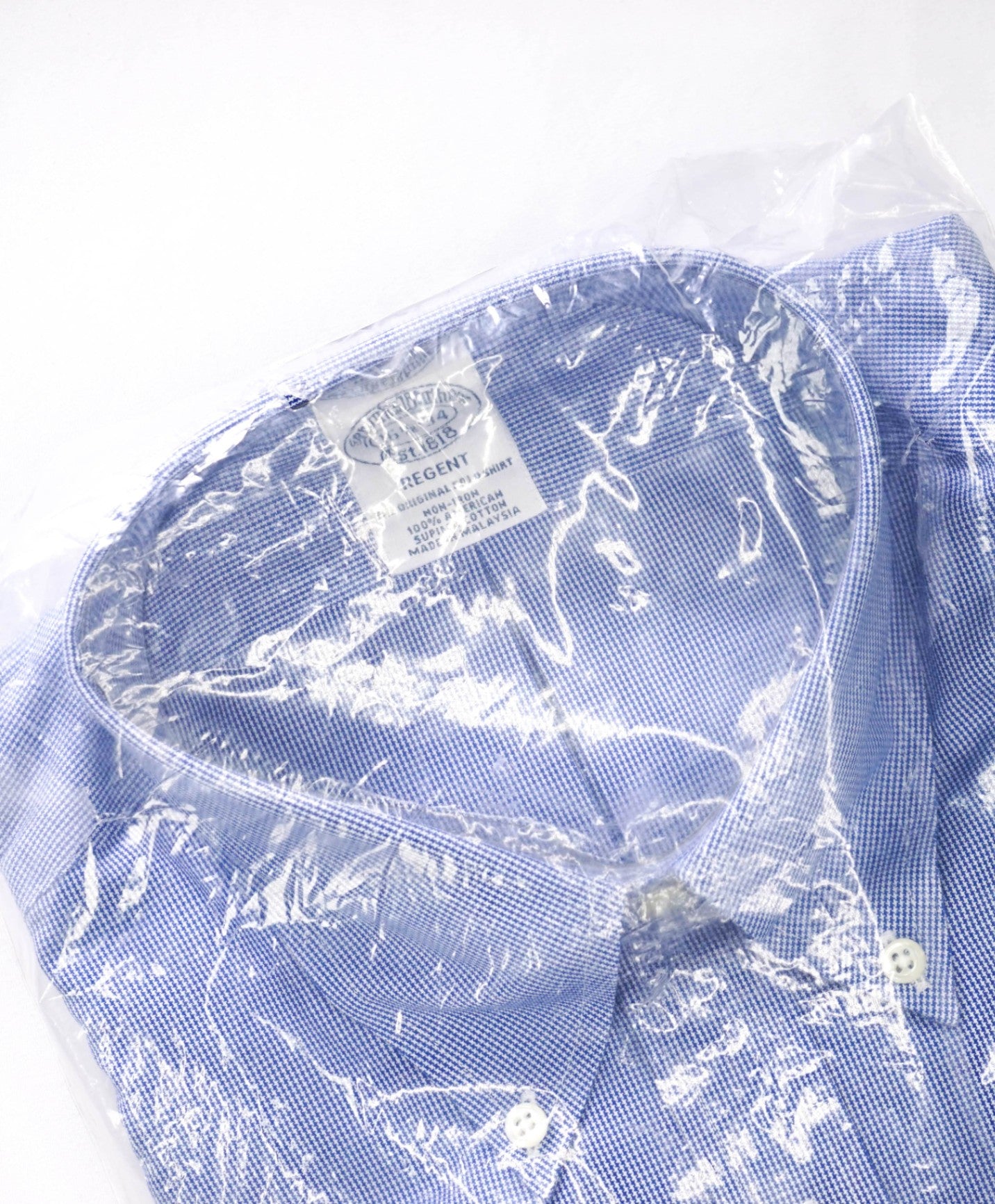 $128 BROOKS BROTHERS - Blue Micro Herringbone NON-IRON REGENT Shirt - 16.5 - 34