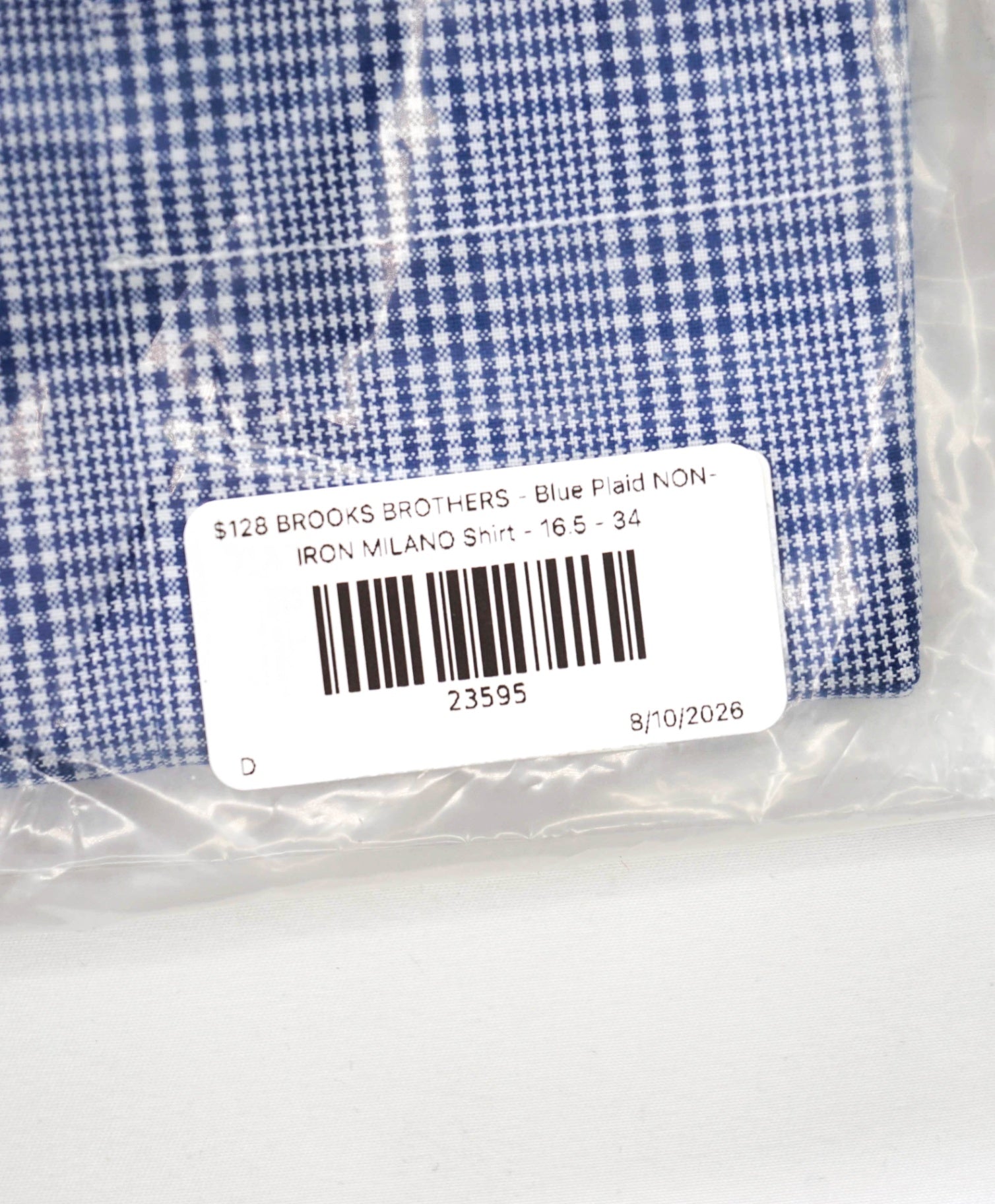 $128 BROOKS BROTHERS - Blue Plaid NON-IRON MILANO Shirt - 16.5 - 34