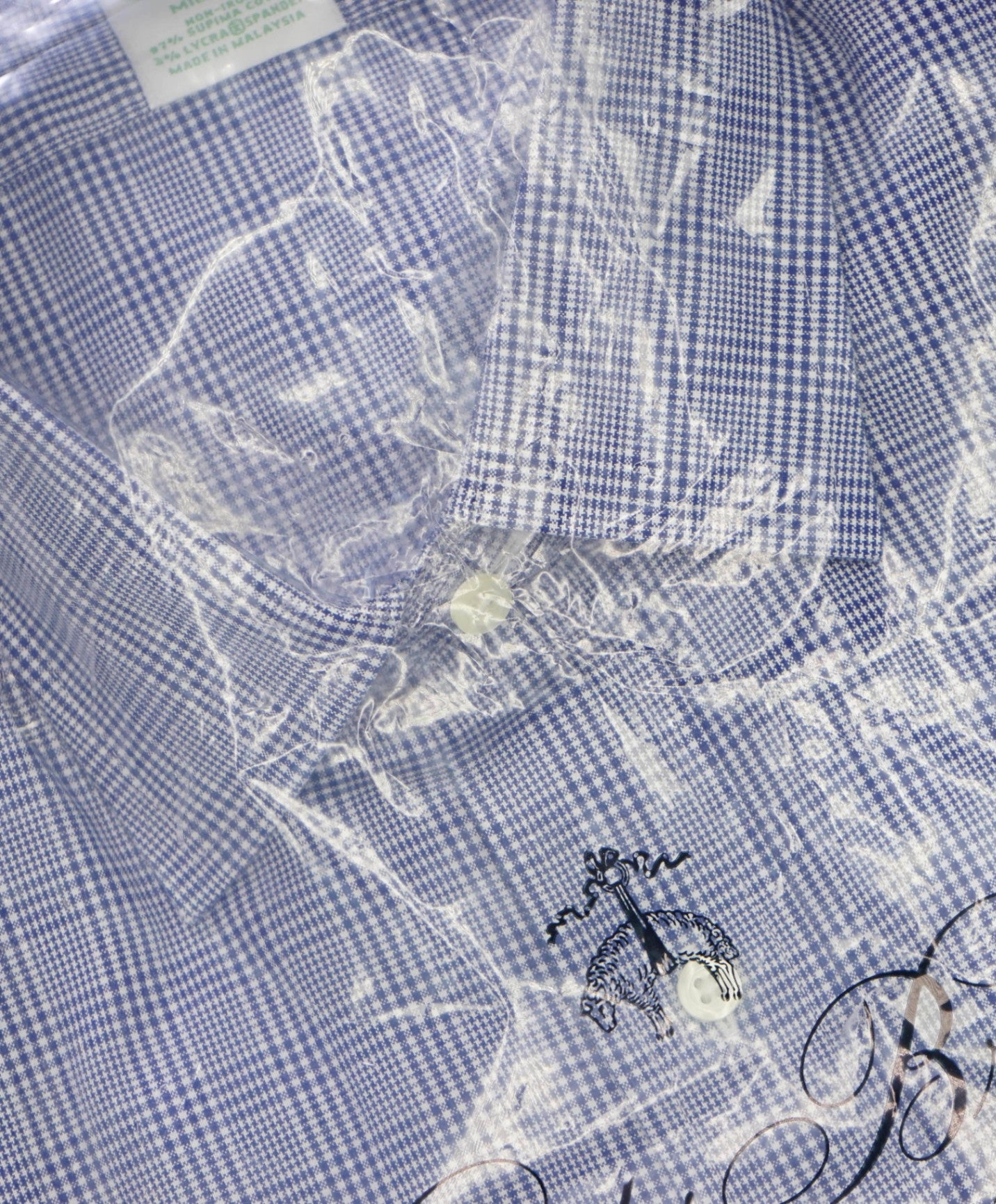 $128 BROOKS BROTHERS - Blue Plaid NON-IRON MILANO Shirt - 17.5 - 35
